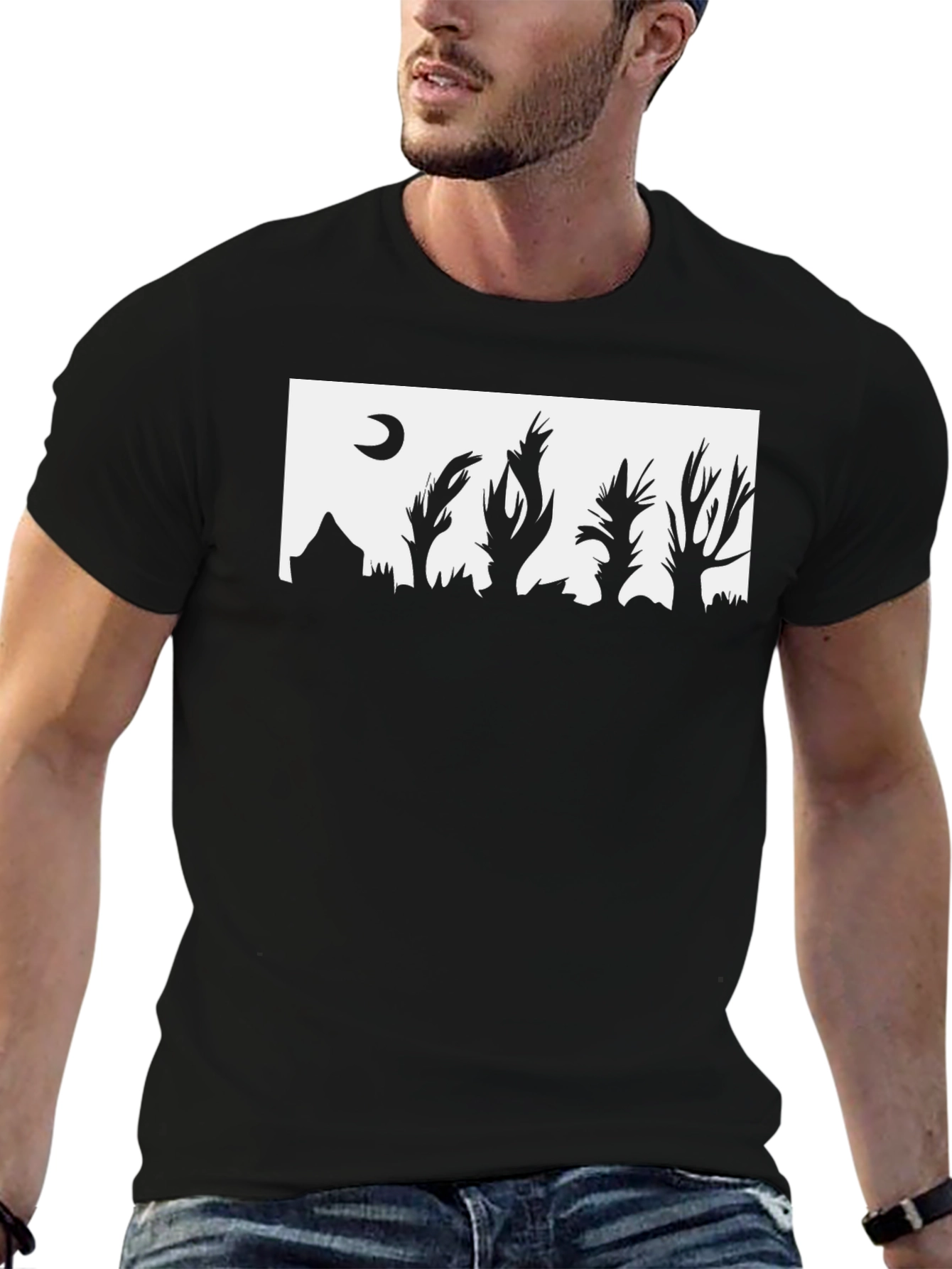 Eerie Nightscape Graphic Tee - Black