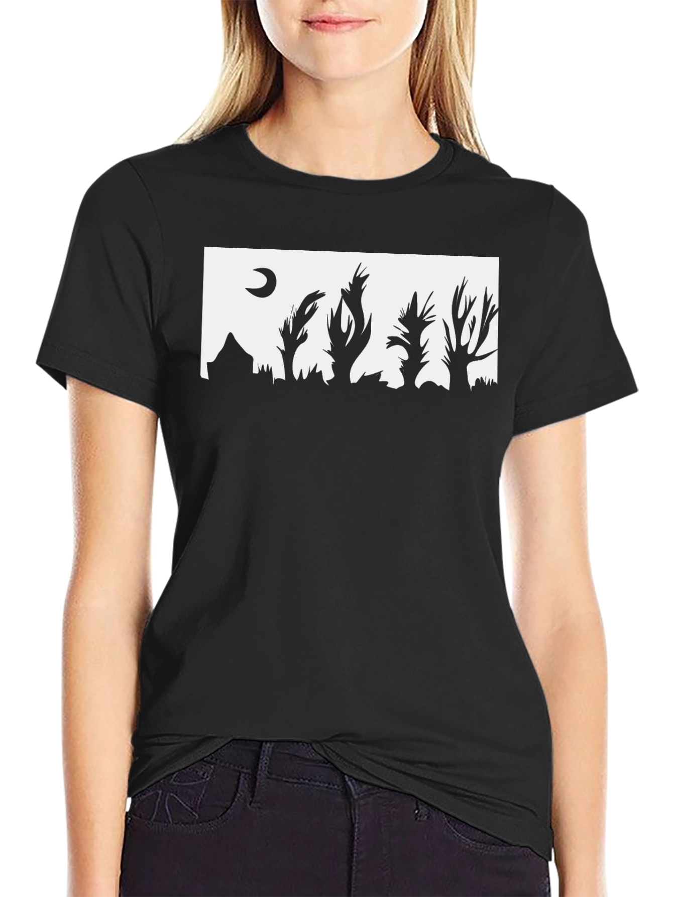 Eerie Nightscape Graphic Tee - Black