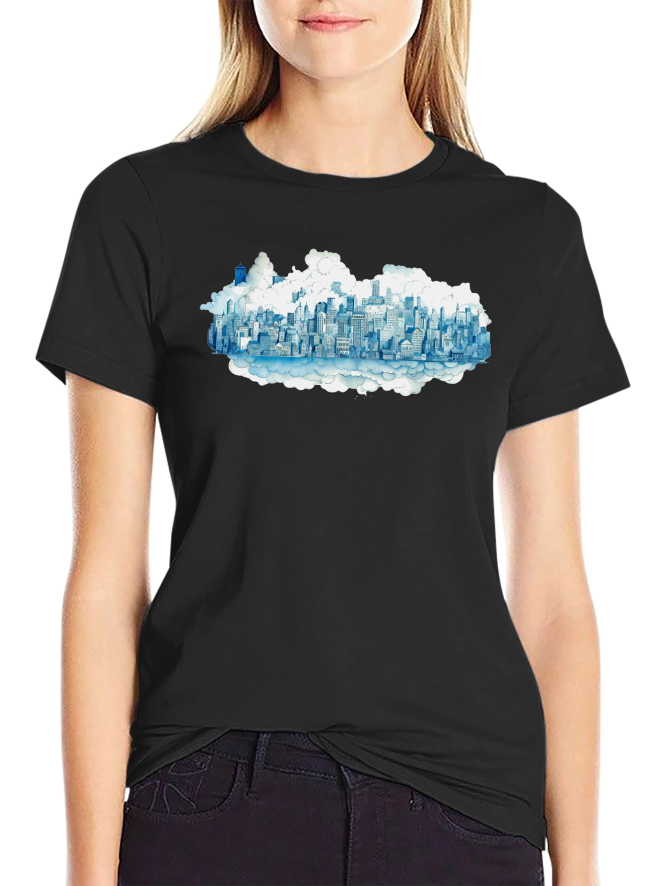 Cityscape Cloud Tee - Urban Dreamscape T-Shirt