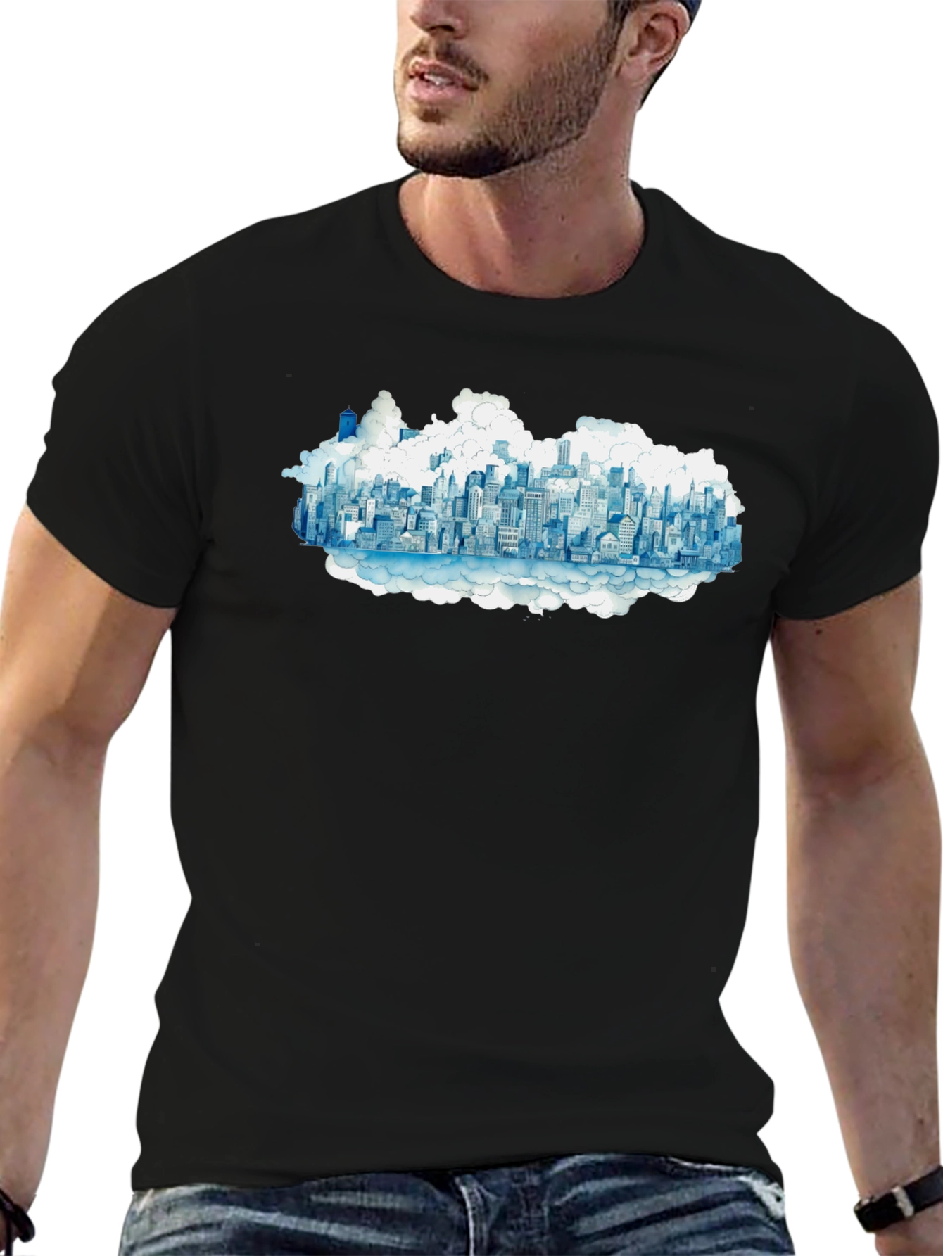 Cityscape Cloud Tee - Urban Dreamscape T-Shirt