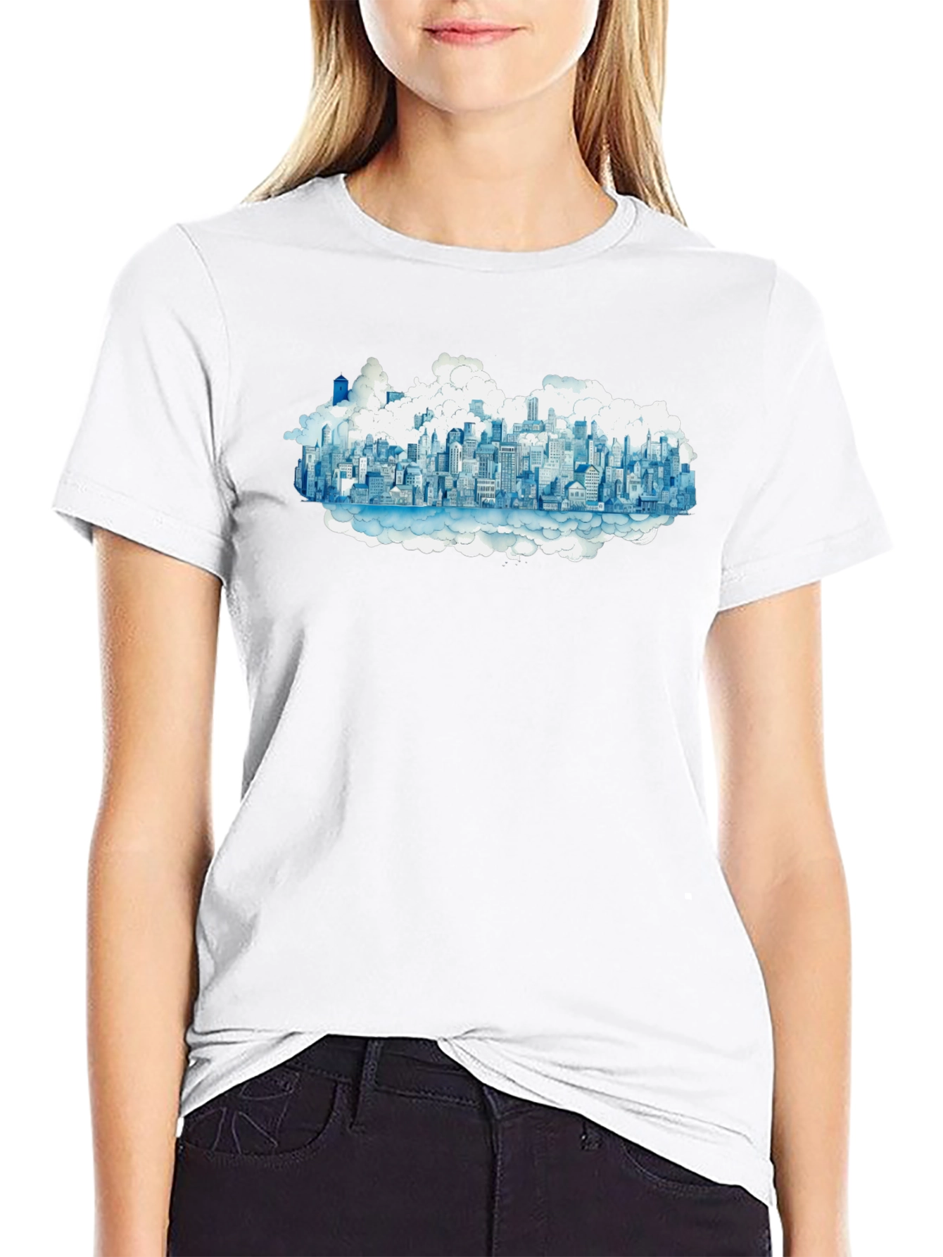 Cityscape Cloud Tee - Urban Dreamscape T-Shirt