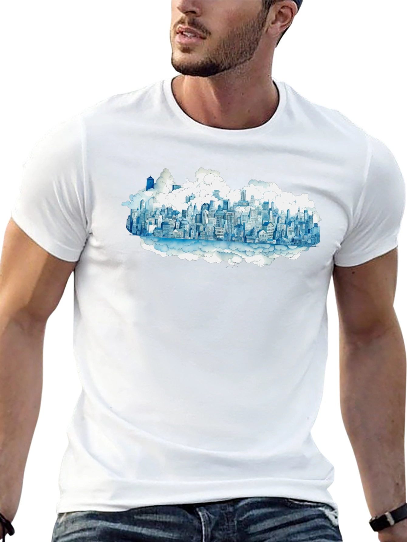 Cityscape Cloud Tee - Urban Dreamscape T-Shirt