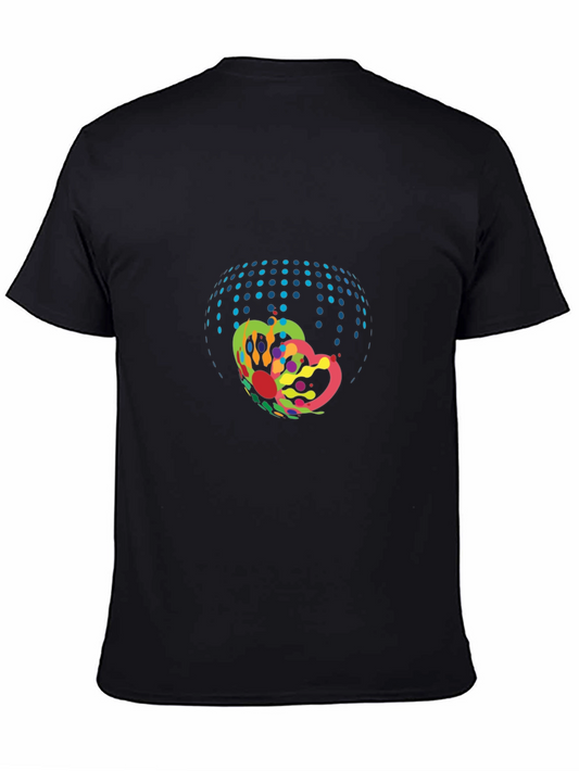 Abstract Colorful Graphic Print Black T-Shirt