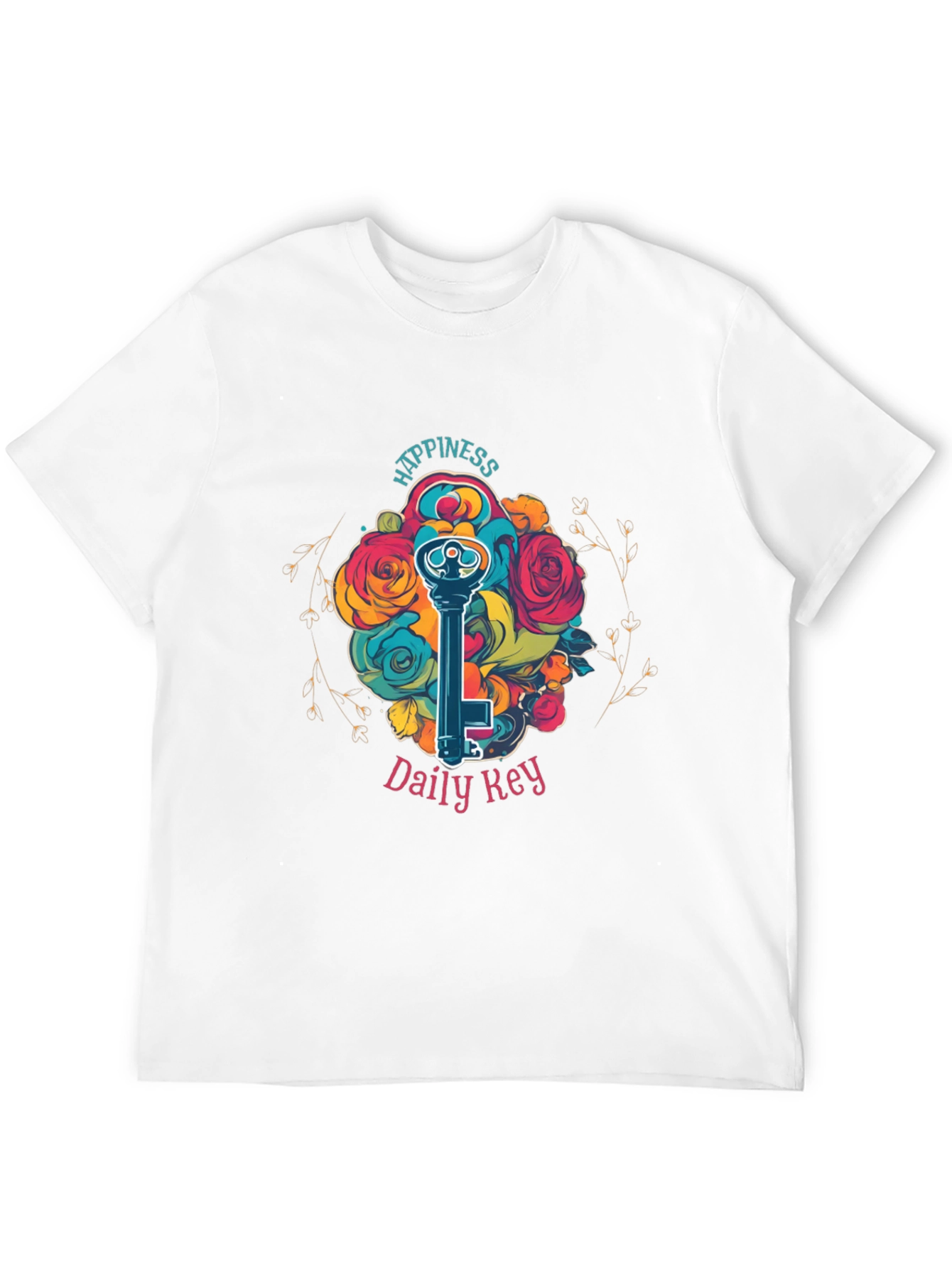 Happiness Daily Key T-Shirt - Floral Key Design