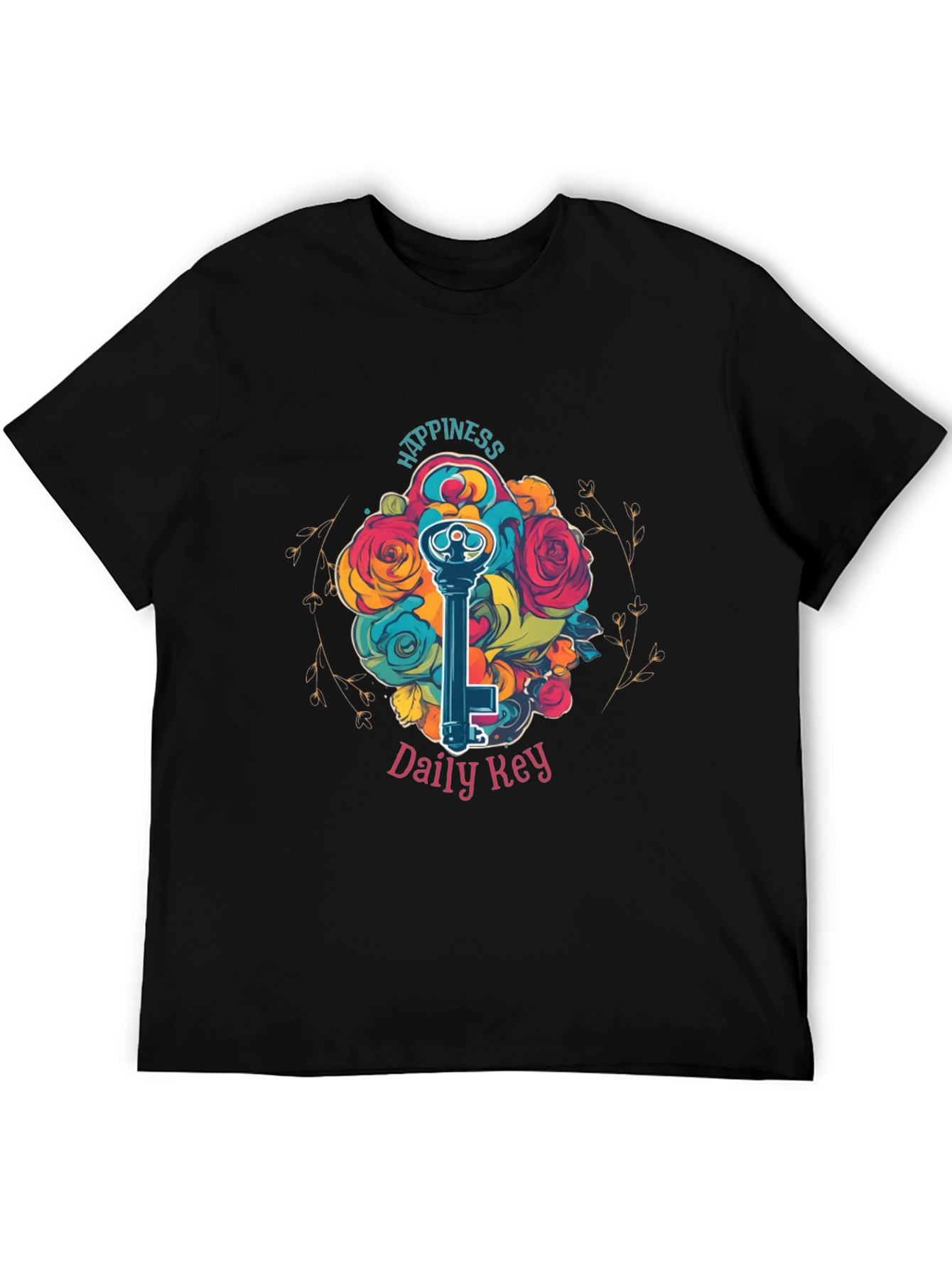 Happiness Daily Key T-Shirt - Floral Key Design