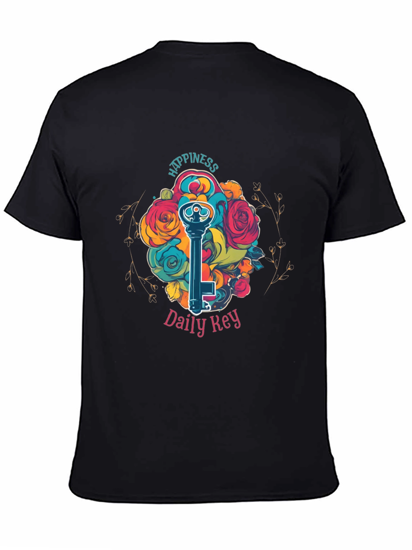 Happiness Daily Key T-Shirt - Floral Key Design