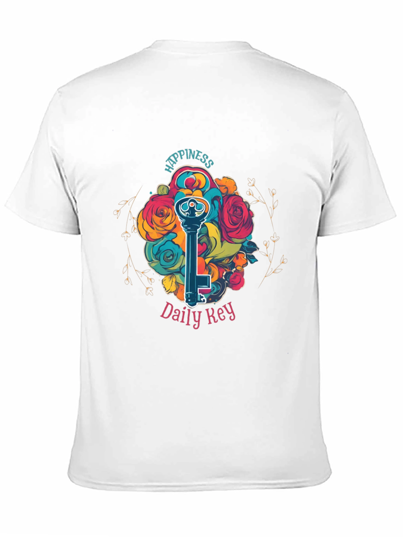 Happiness Daily Key T-Shirt - Floral Key Design