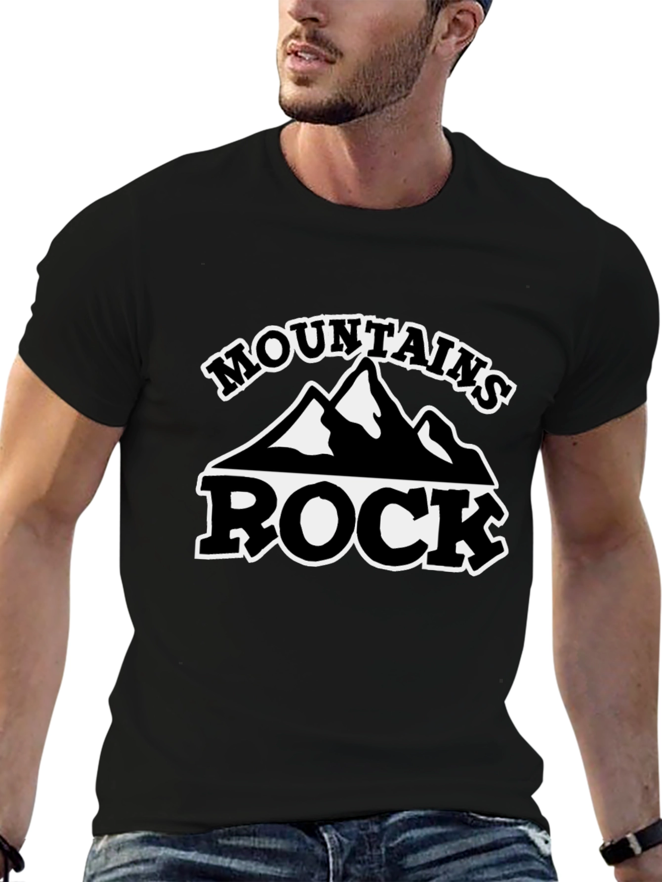 Mountains Rock T-Shirt - Black Graphic Tee