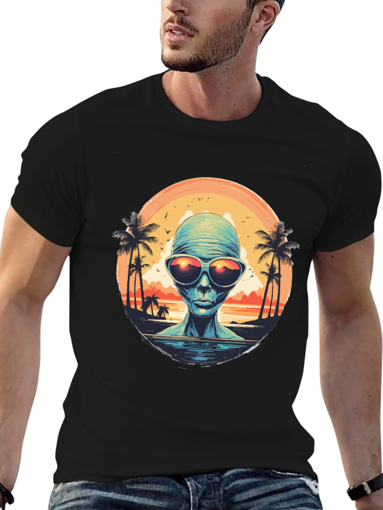 Retro Alien Beach T-Shirt