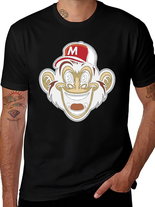Monkey Cartoon Graphic Black Tee