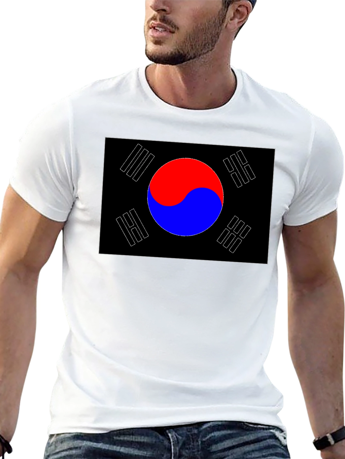 South Korea Flag Graphic T-Shirt - Black