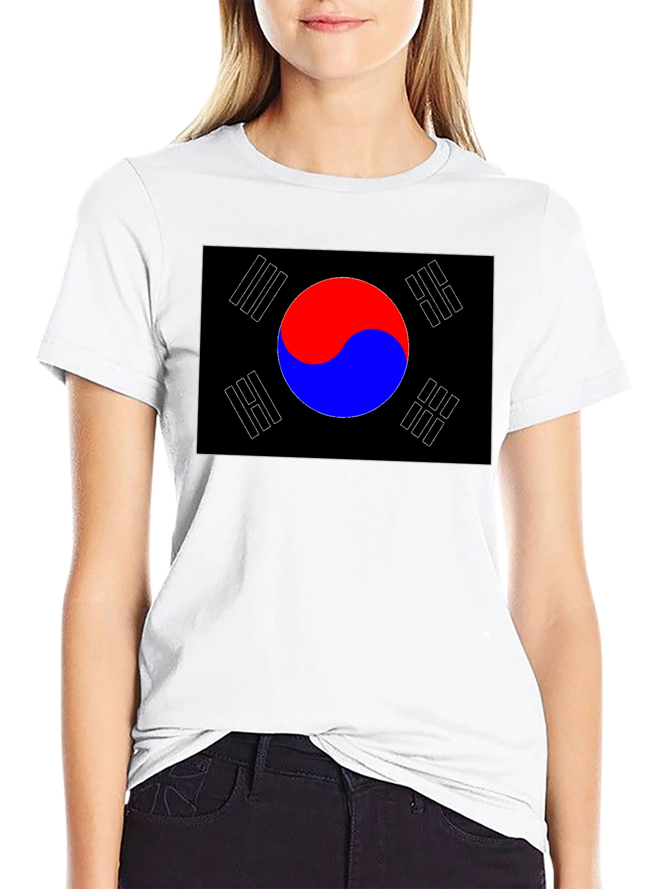 South Korea Flag Graphic T-Shirt - Black