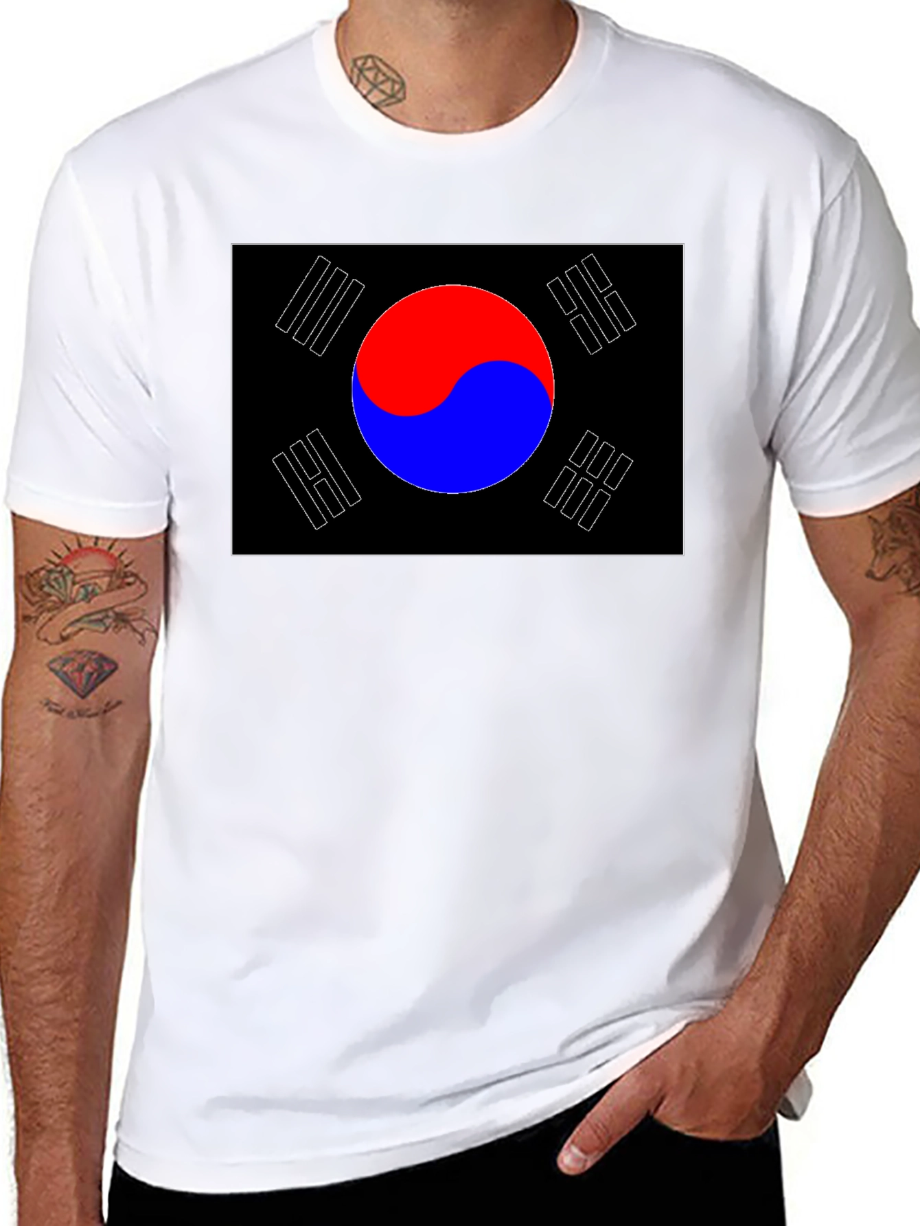 South Korea Flag Graphic T-Shirt - Black
