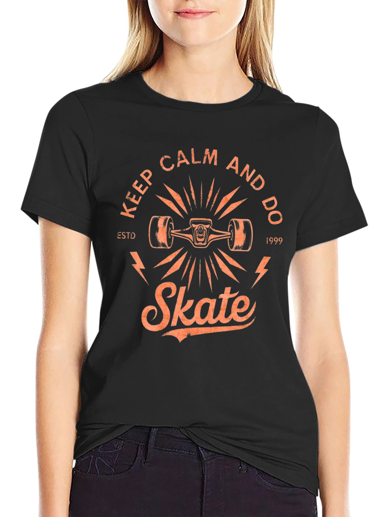 Keep Calm and Do Skate Black Graphic Tee