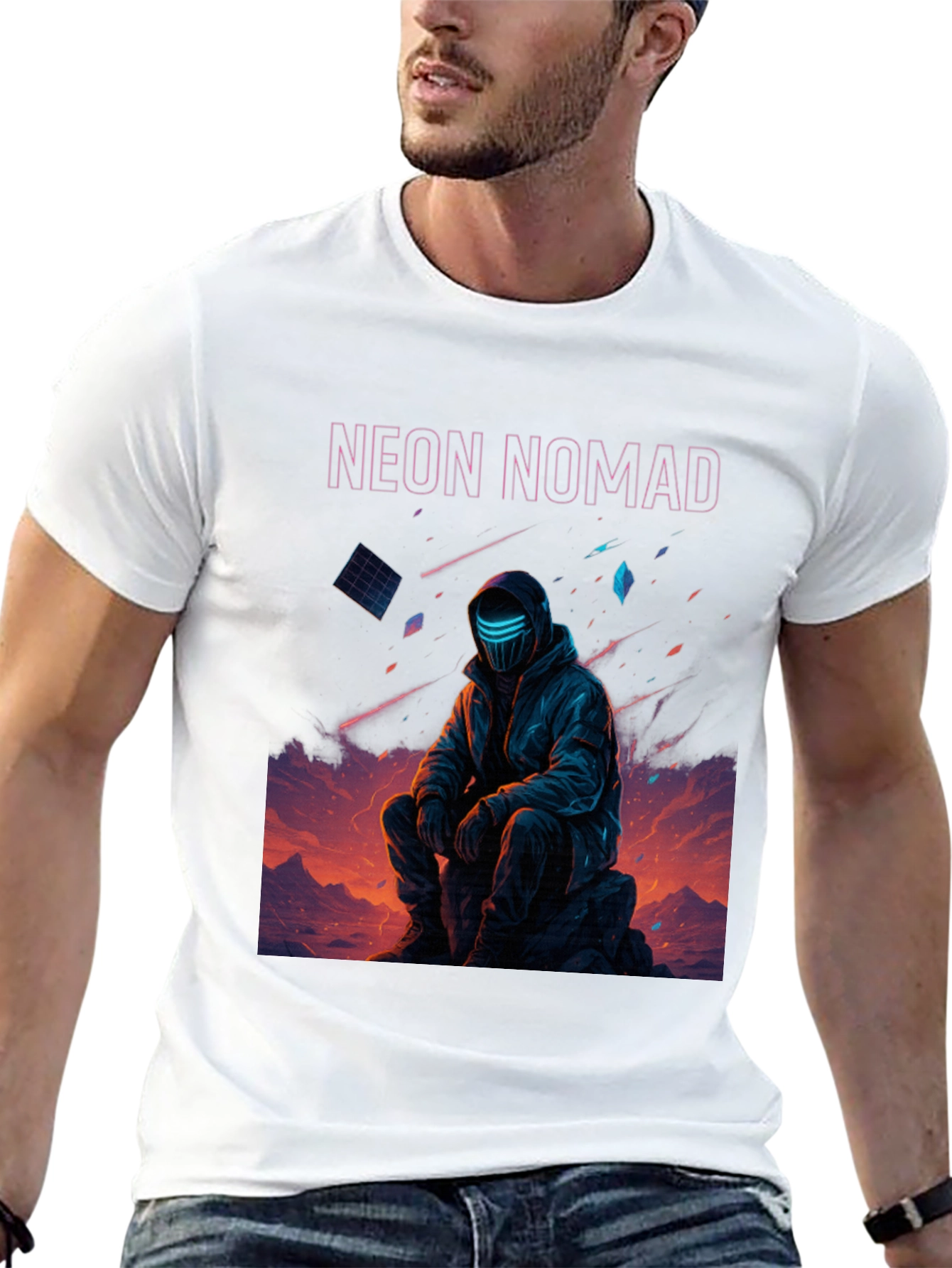 Neon Nomad Graphic T-Shirt - Futuristic Style