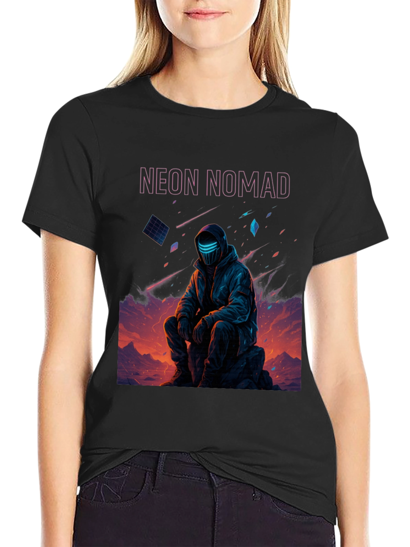 Neon Nomad Graphic T-Shirt - Futuristic Style