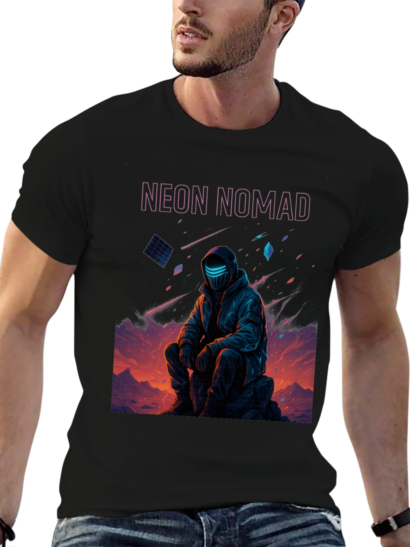 Neon Nomad Graphic T-Shirt - Futuristic Style