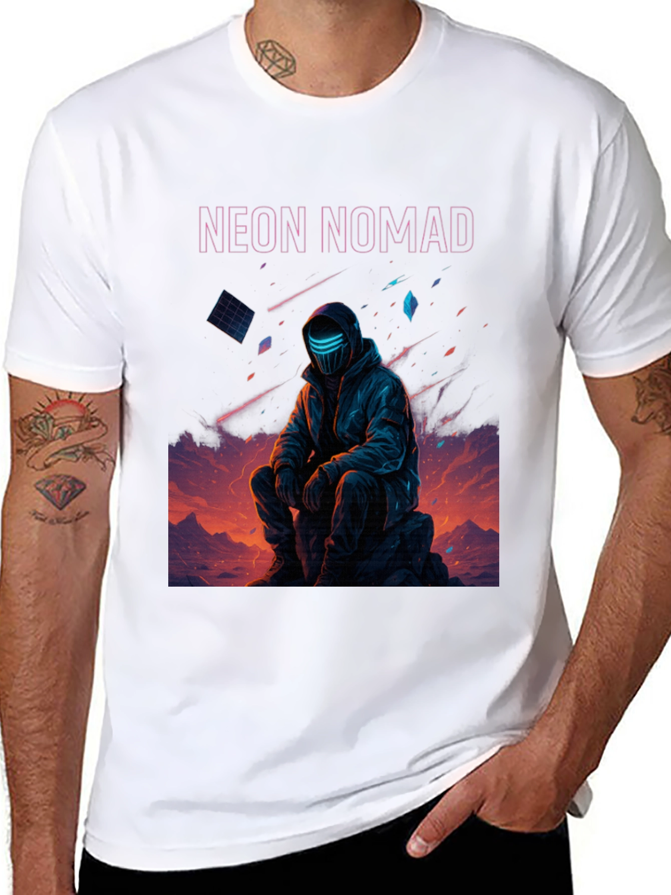 Neon Nomad Graphic T-Shirt - Futuristic Style