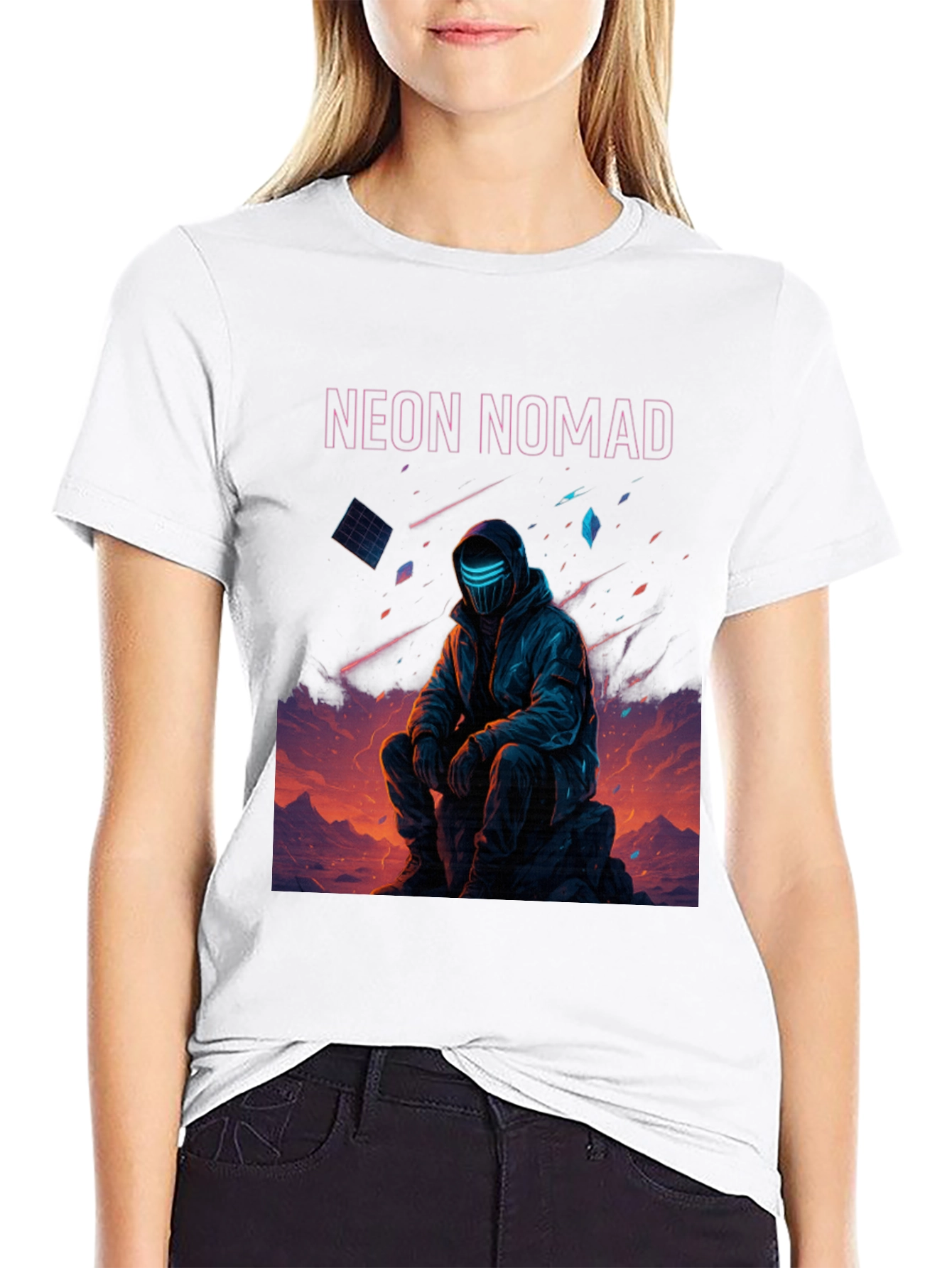 Neon Nomad Graphic T-Shirt - Futuristic Style