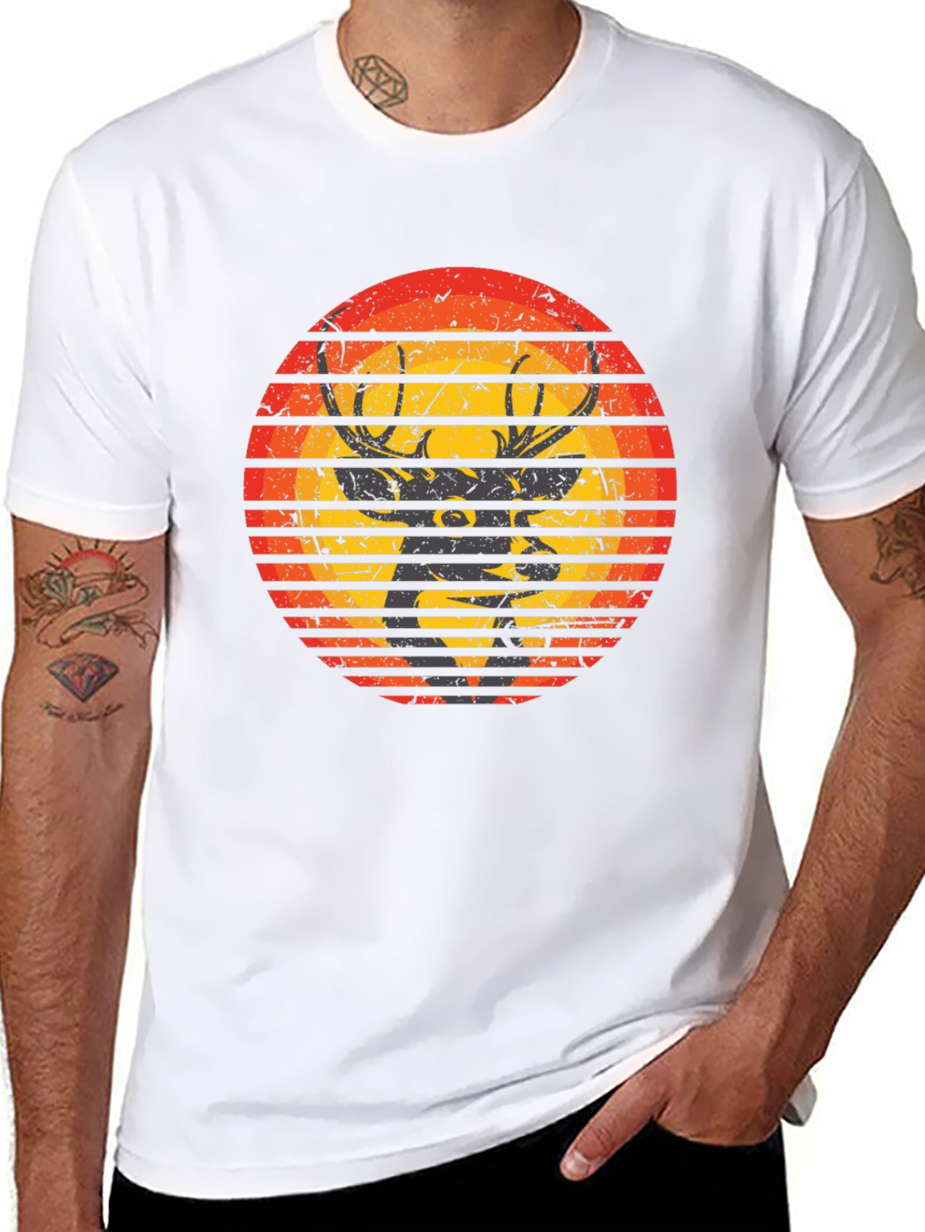 Retro Deer Sunset Graphic Tee