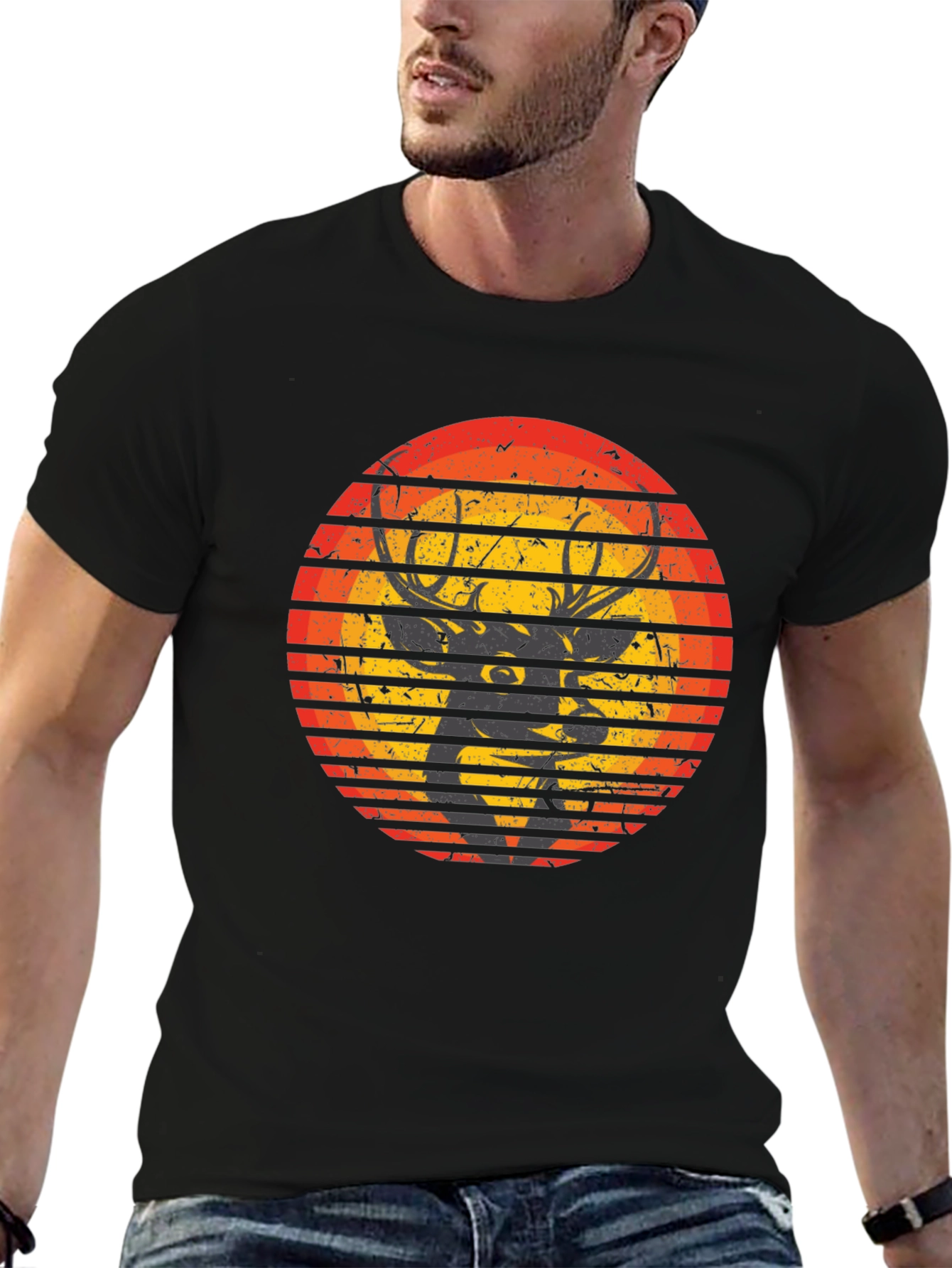 Retro Deer Sunset Graphic Tee