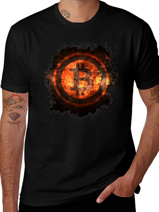 Bitcoin Flame Graphic Black T-Shirt