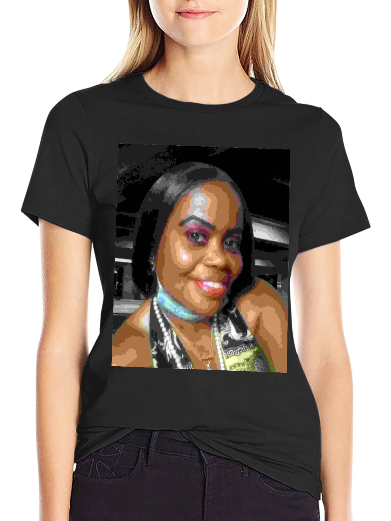 Custom Photo Print Black T-Shirt