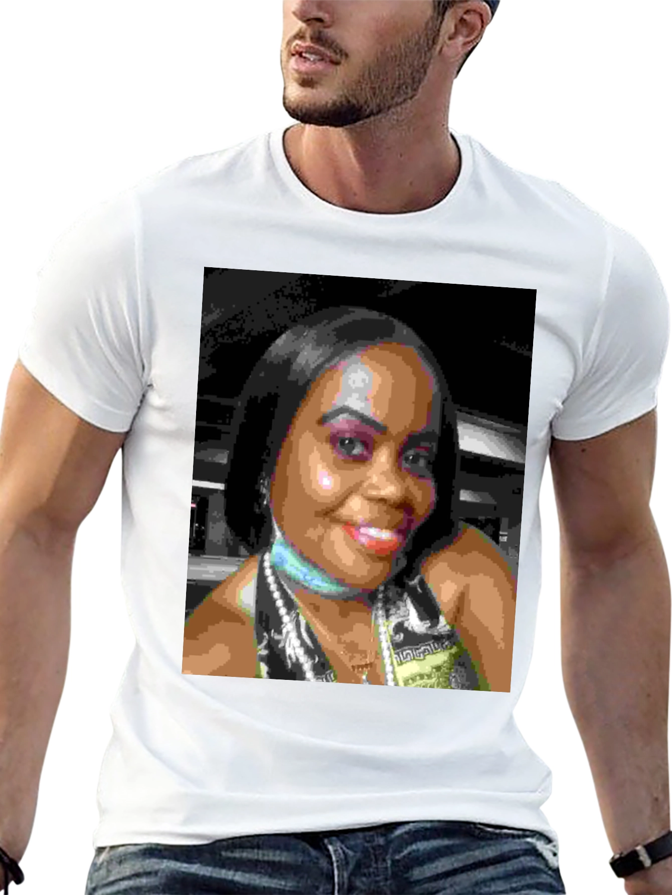 Custom Photo Print Black T-Shirt