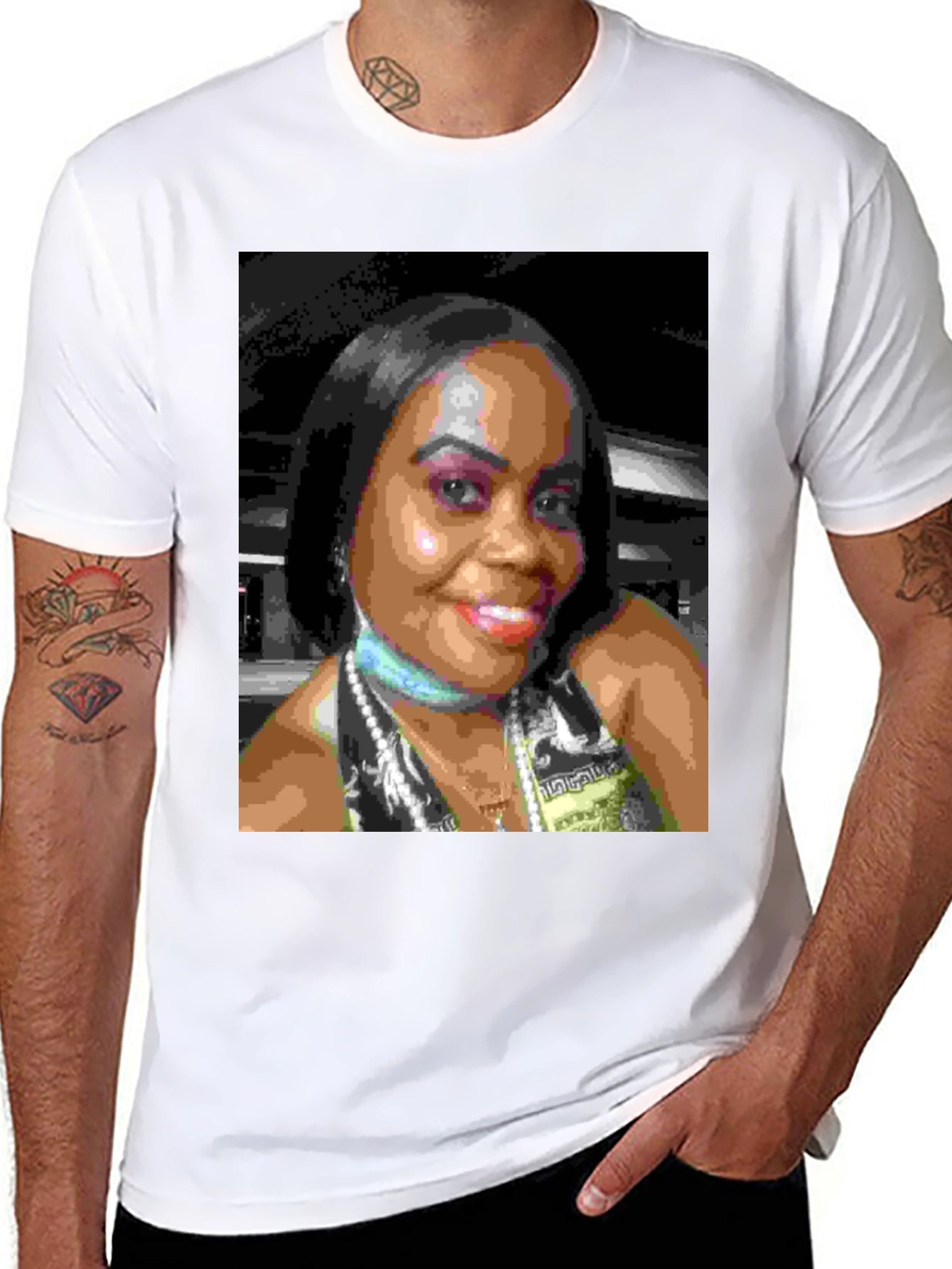 Custom Photo Print Black T-Shirt