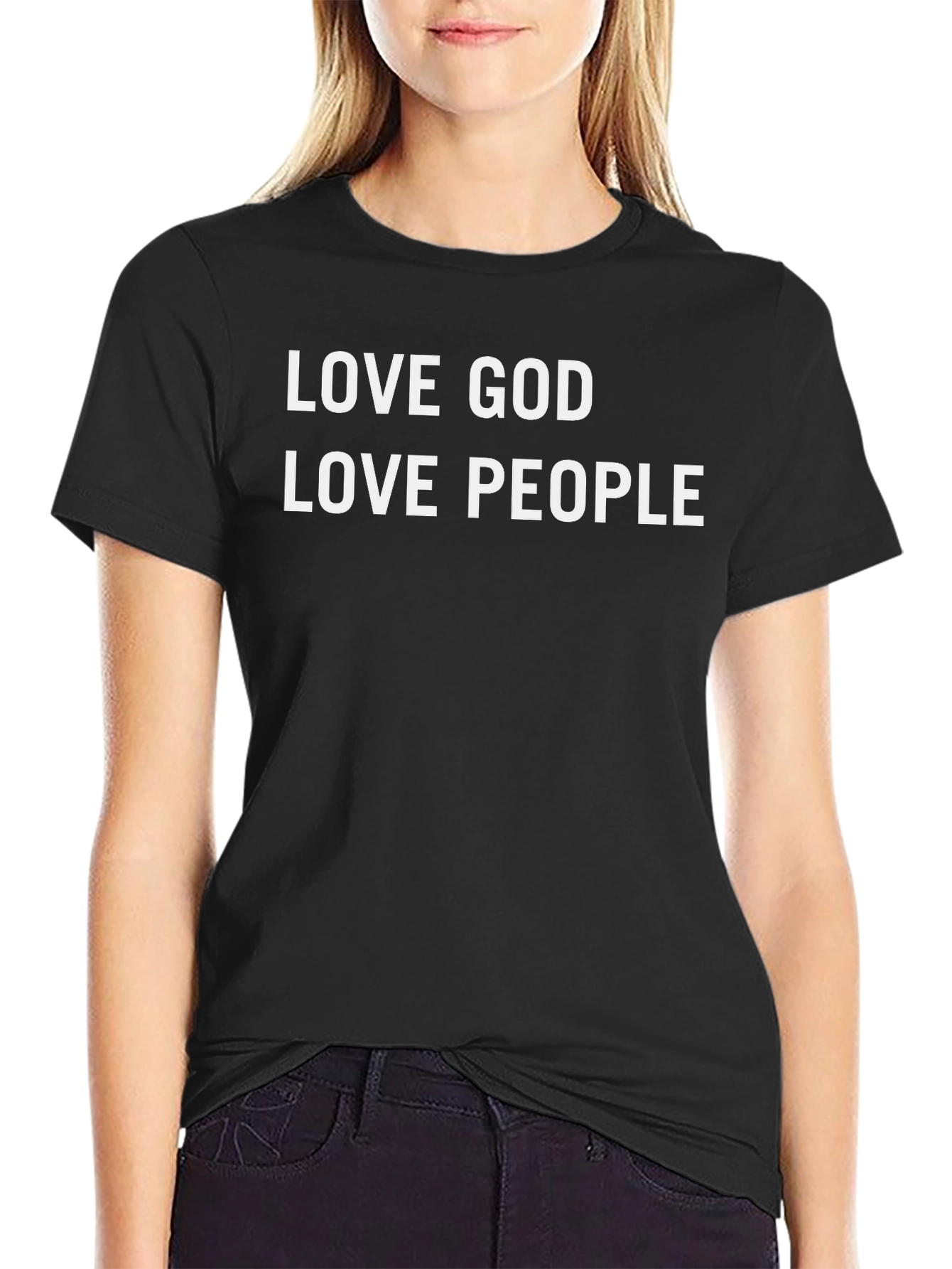 Love God Love People T-Shirt - Black Cotton Blend