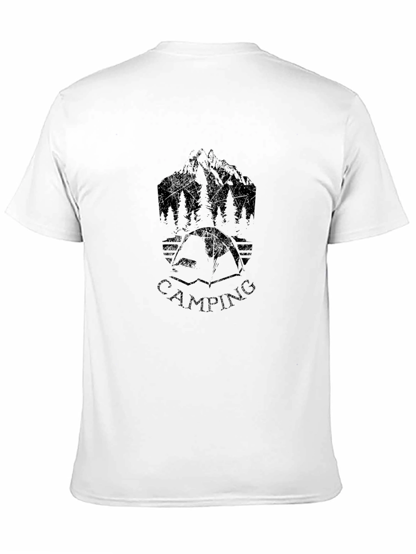 Camping Graphic Print Black T-Shirt