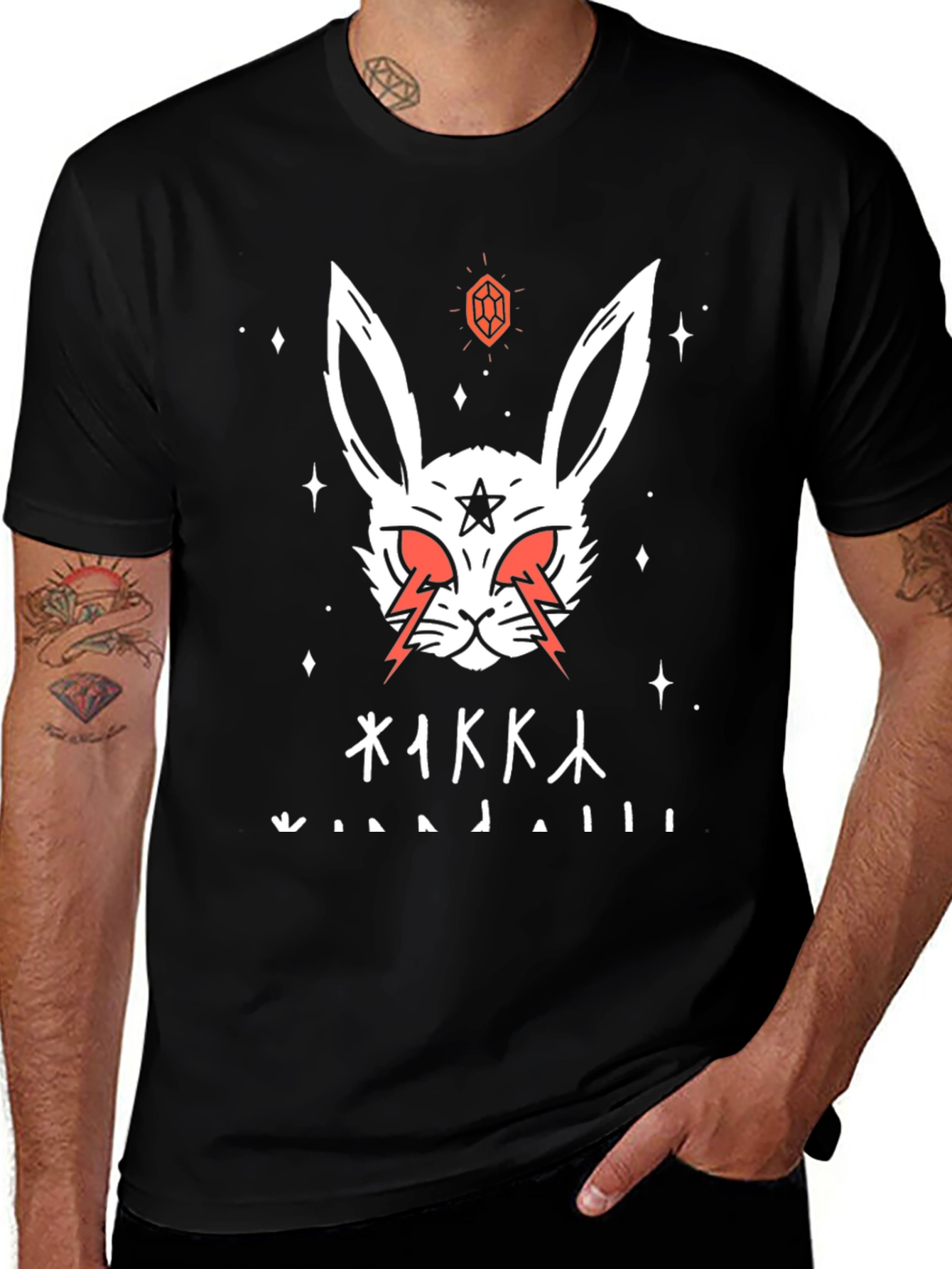 Occult Rabbit Graphic Tee - Black Cotton T-Shirt