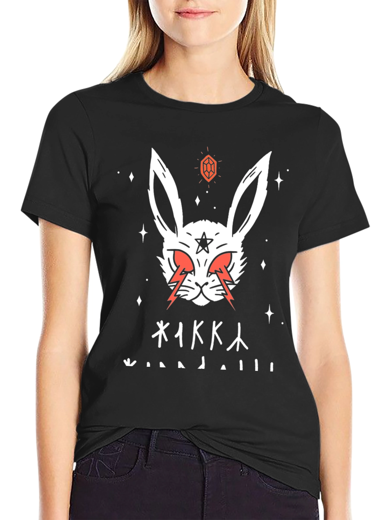 Occult Rabbit Graphic Tee - Black Cotton T-Shirt