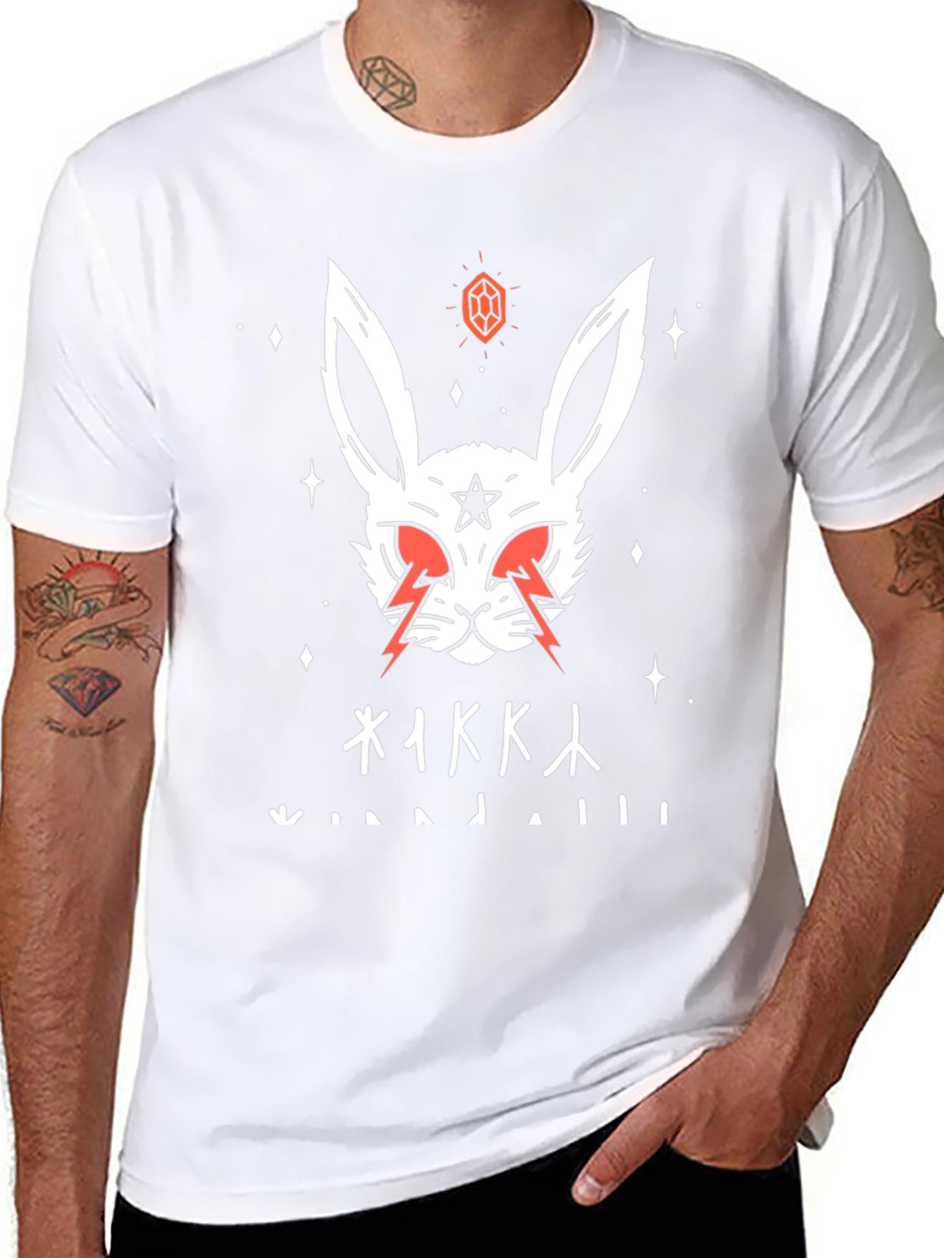 Occult Rabbit Graphic Tee - Black Cotton T-Shirt