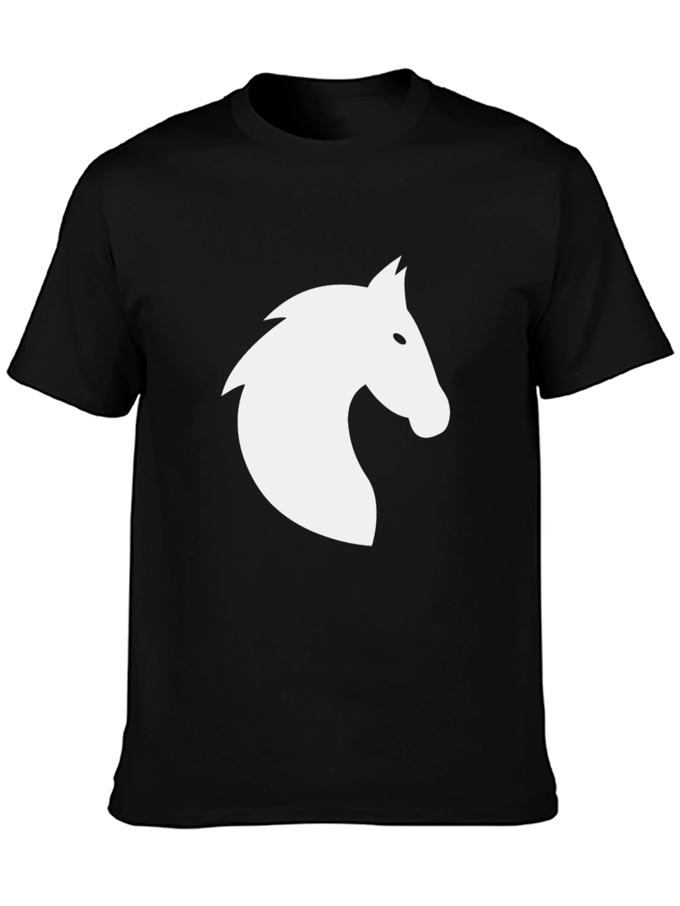 Black T-Shirt with White Horse Silhouette