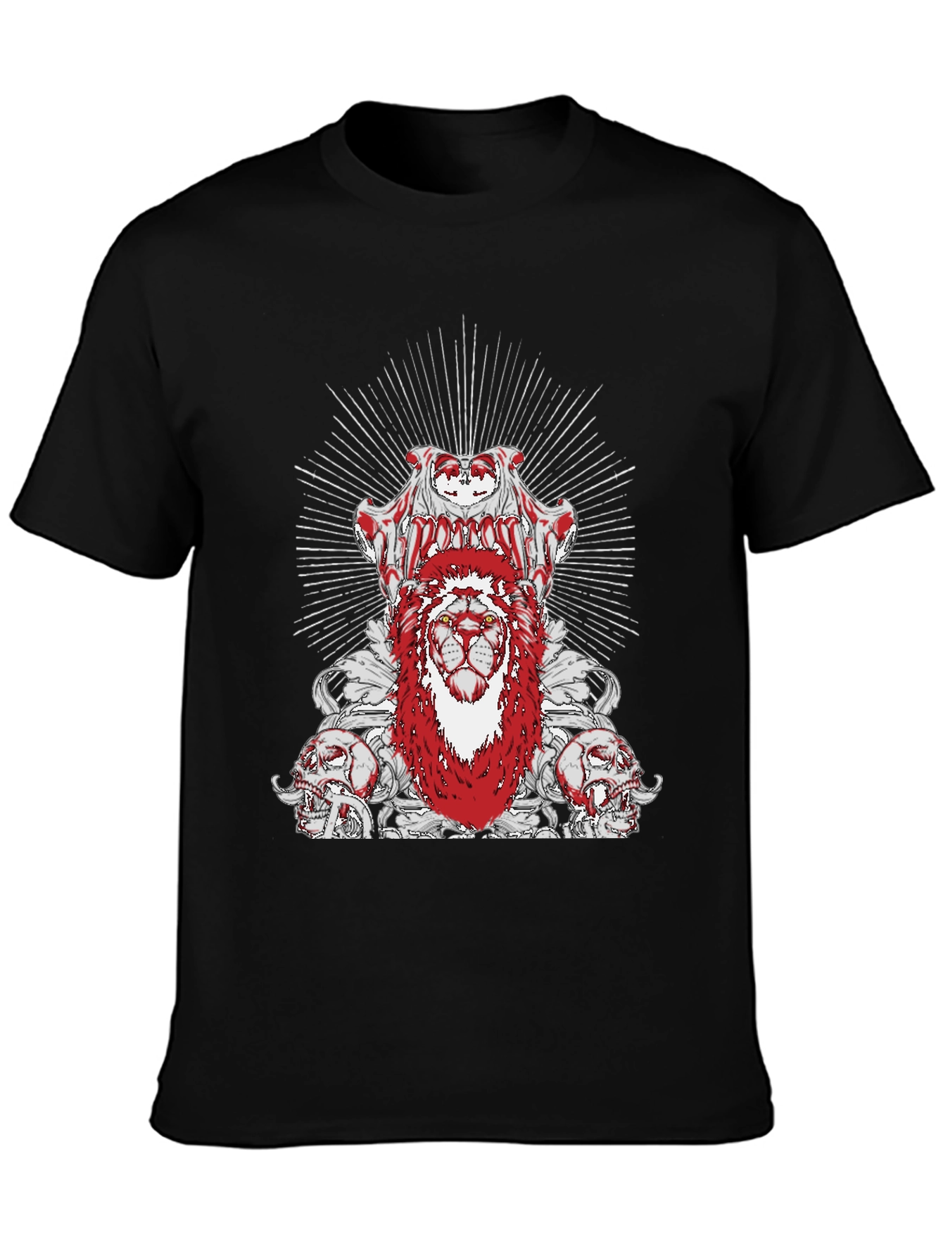 Edgy Lion Graphic Tee - Black Cotton T-Shirt