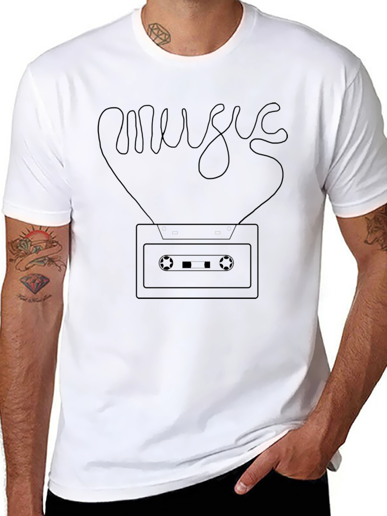 Retro Music Cassette Graphic Tee - Stylish Black Shirt