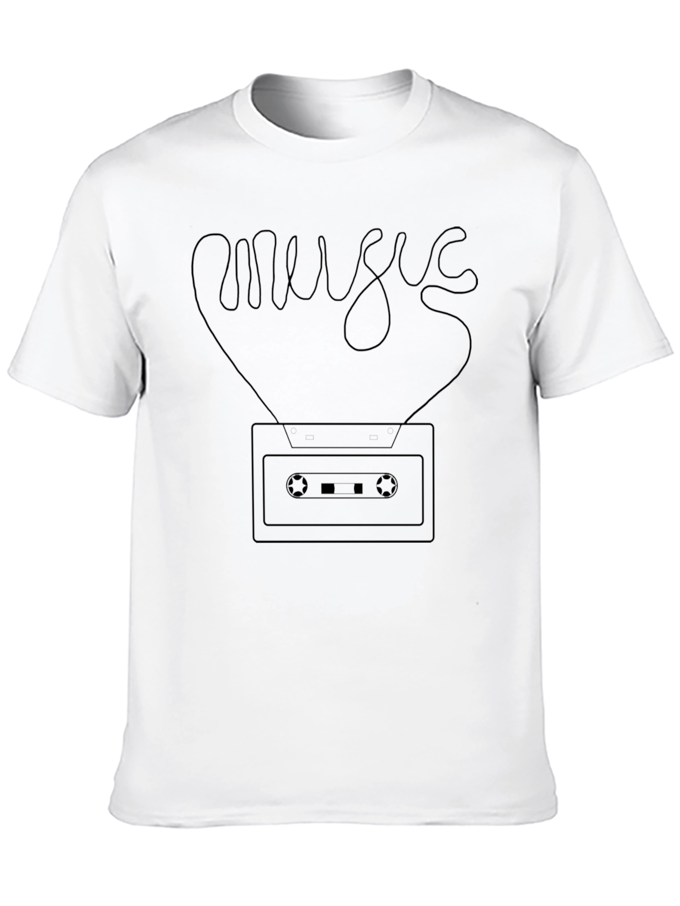 Retro Music Cassette Graphic Tee - Stylish Black Shirt