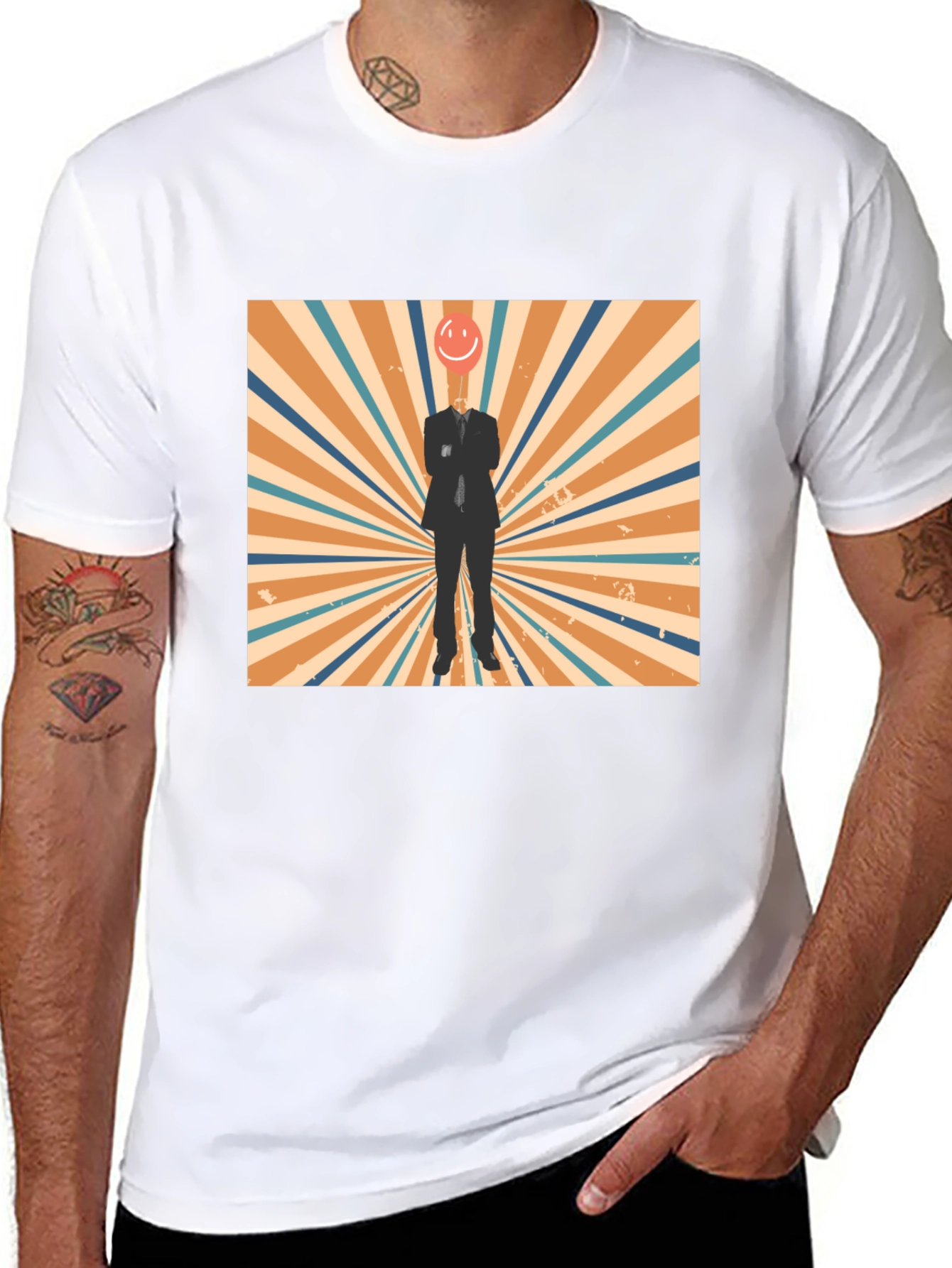 Retro Smiley Face Head T-Shirt