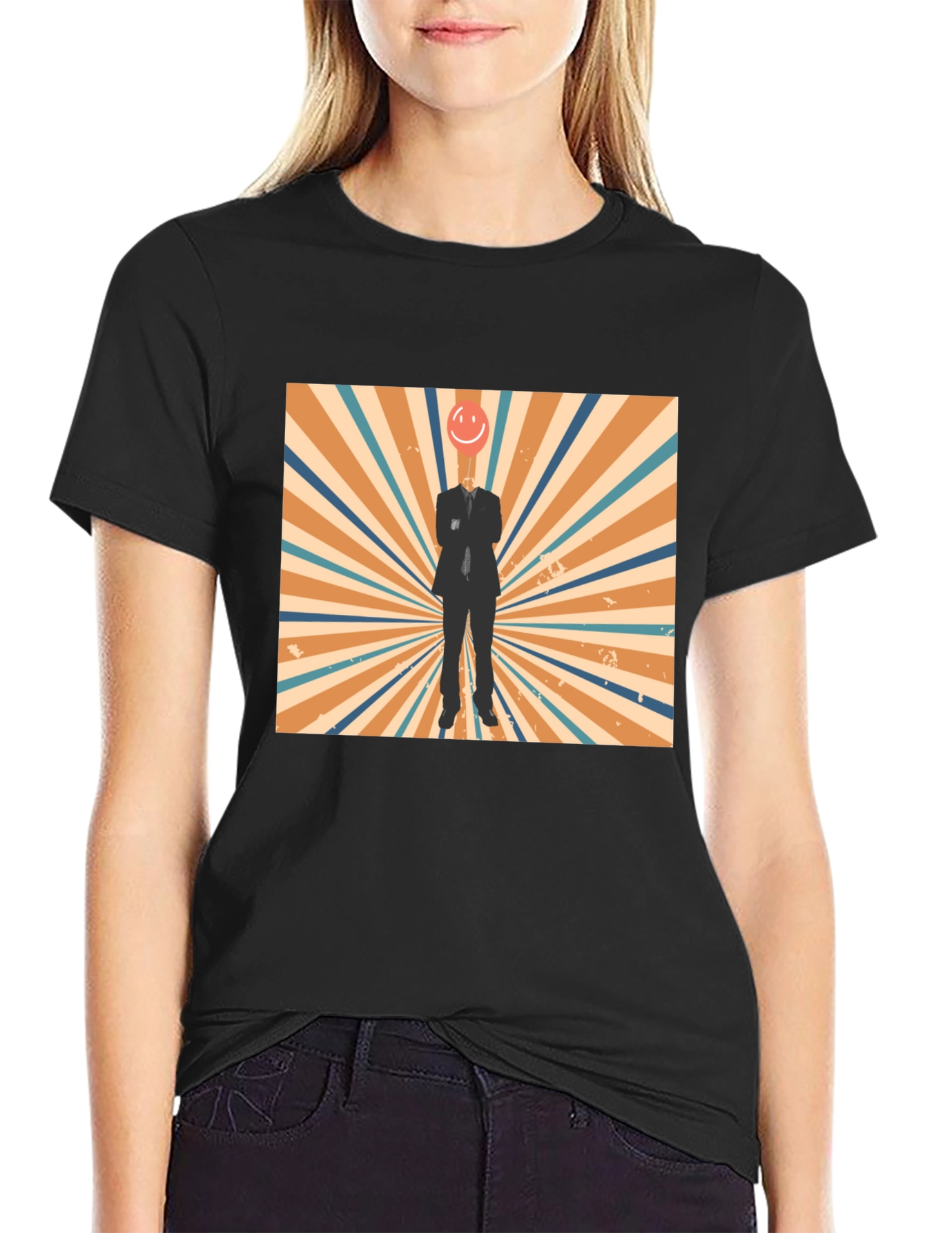 Retro Smiley Face Head T-Shirt