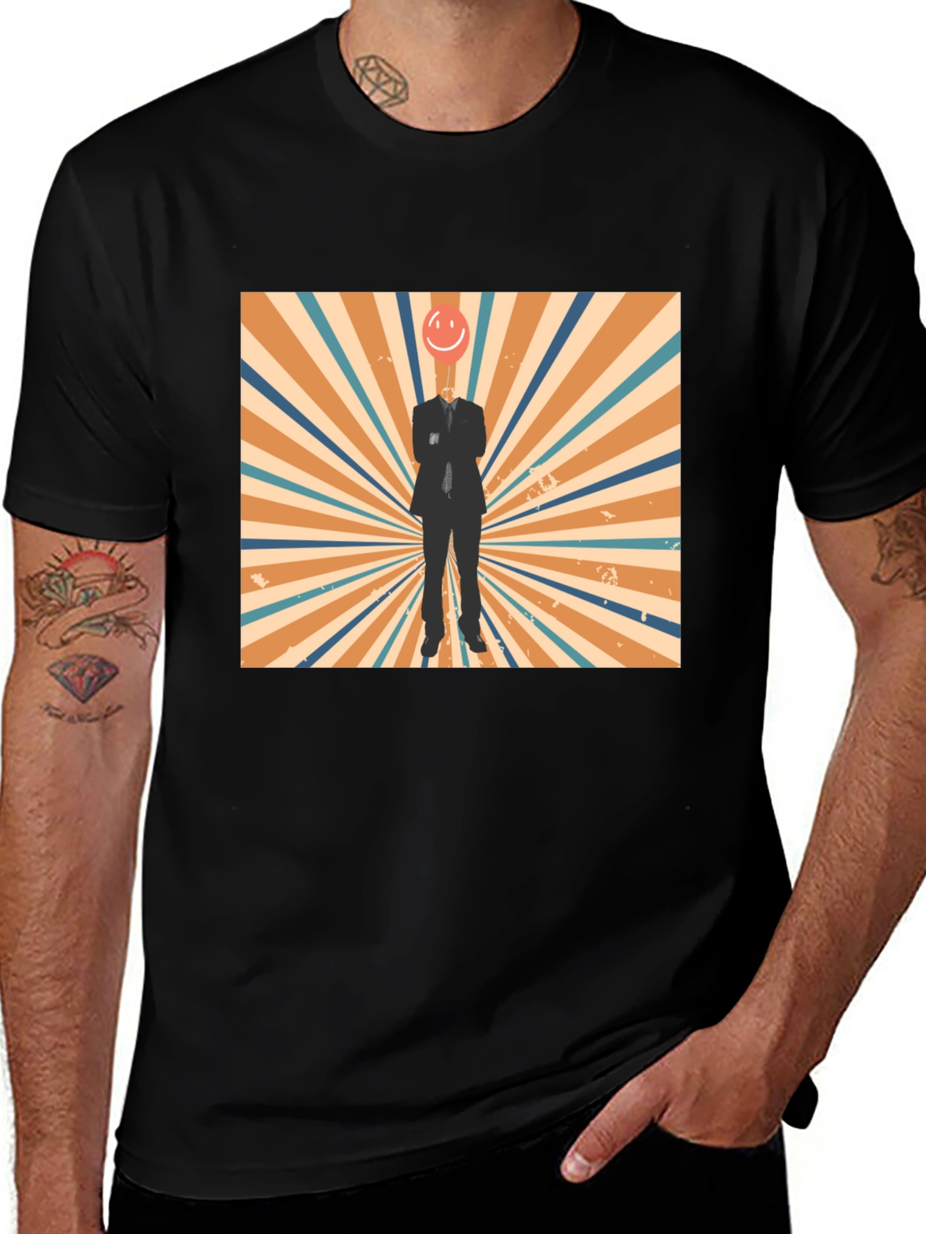 Retro Smiley Face Head T-Shirt