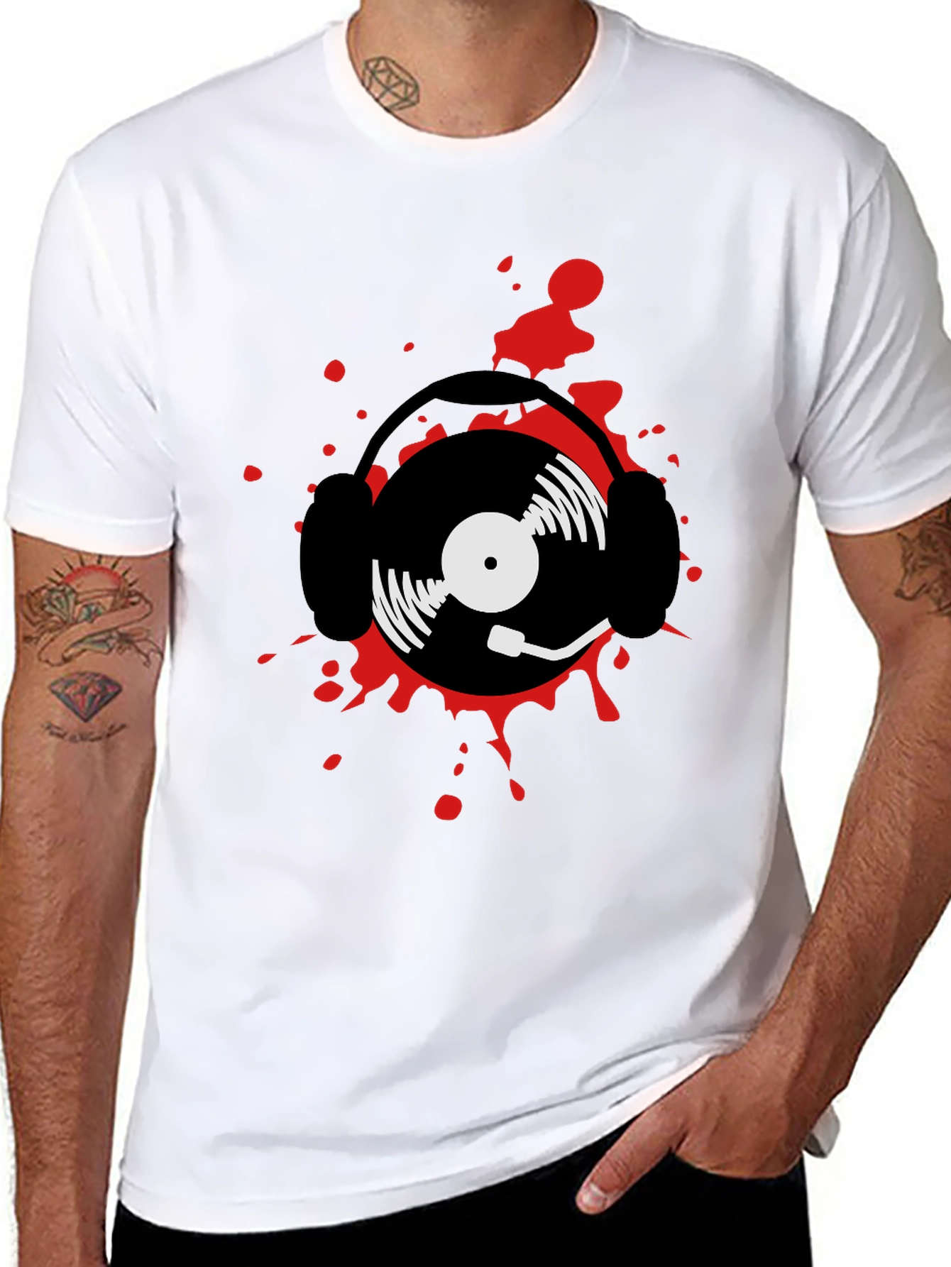 DJ Record and Headphone Graphic T-Shirt