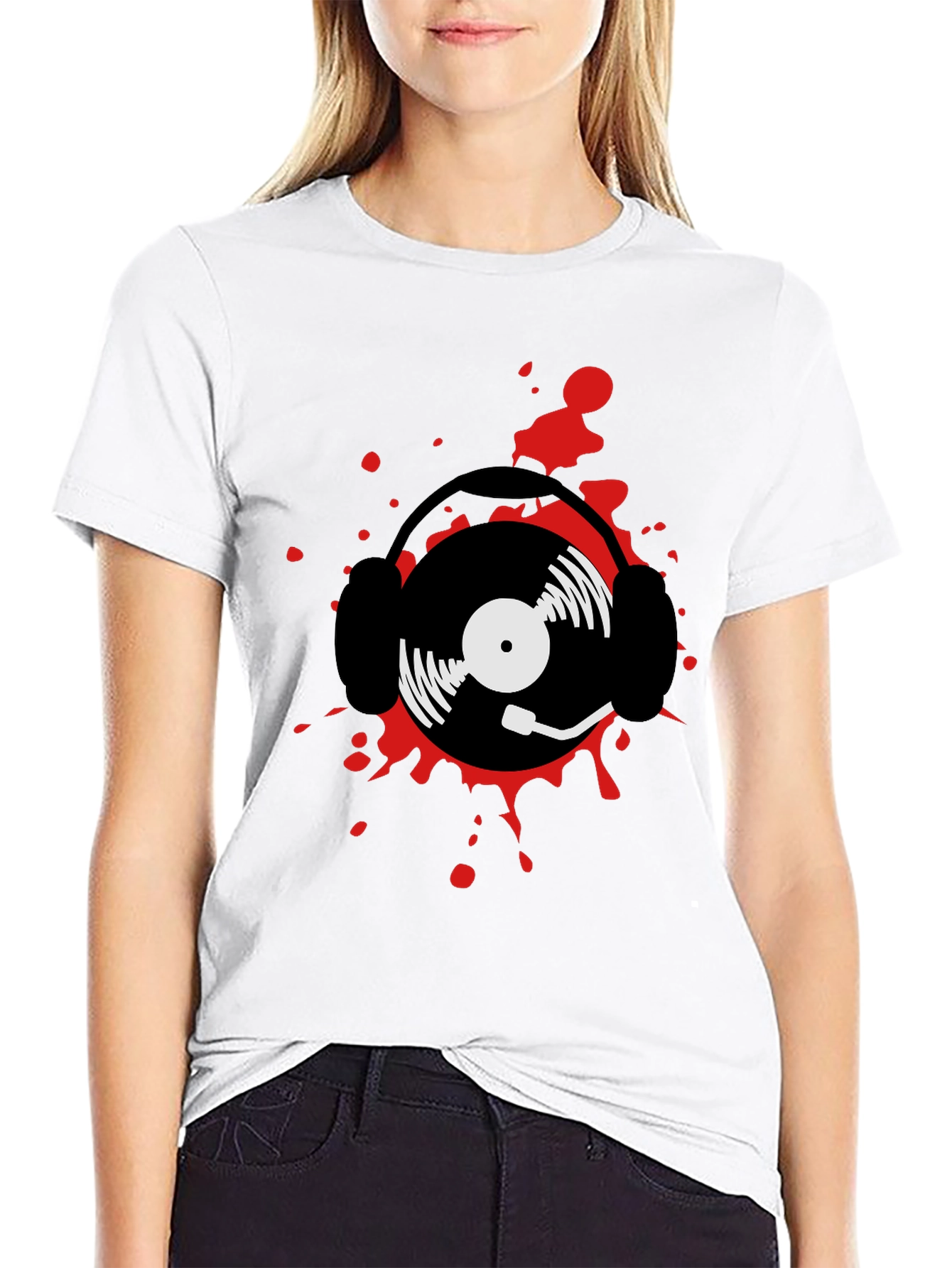 DJ Record and Headphone Graphic T-Shirt