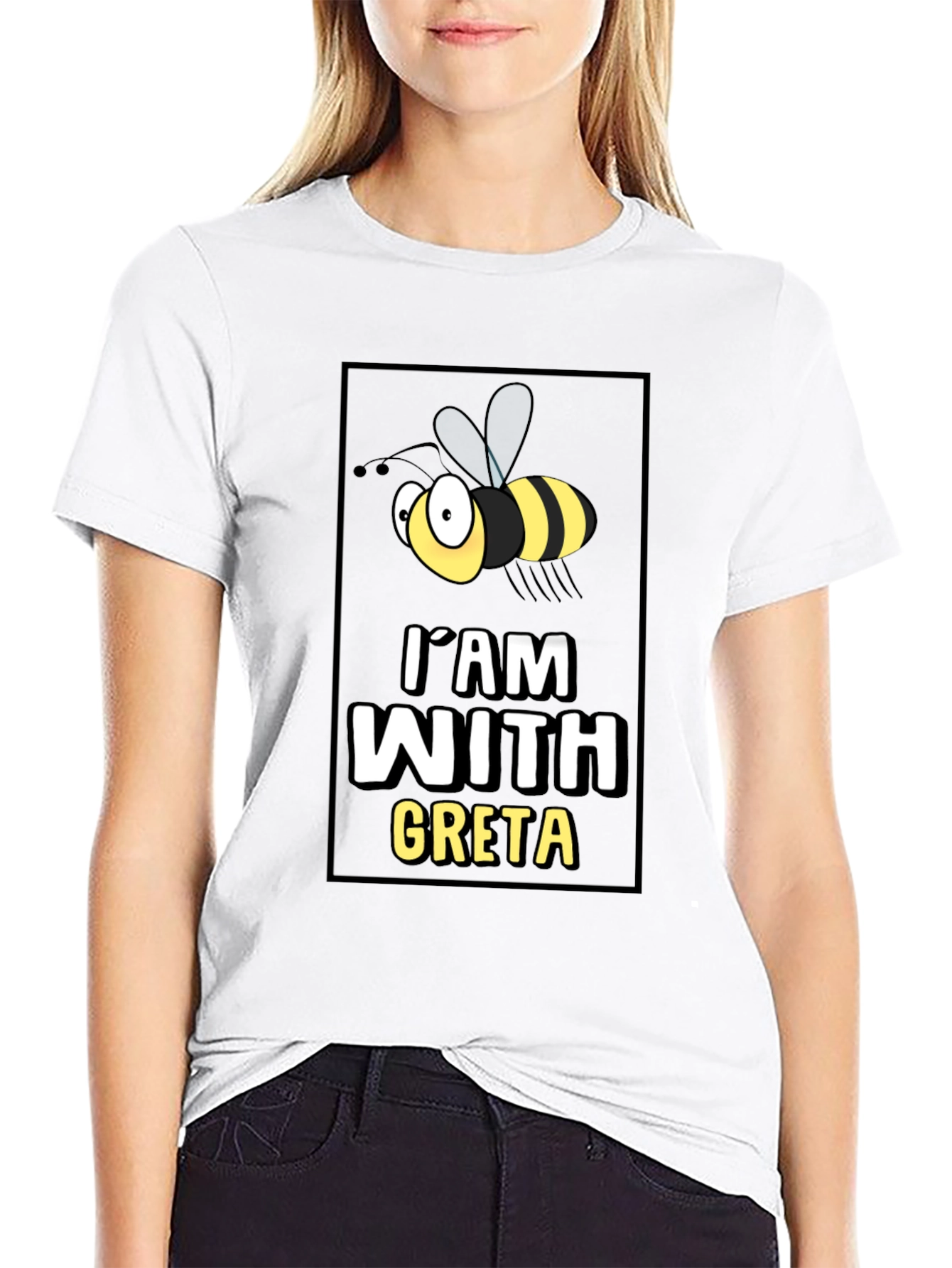 Im With Greta T-Shirt - Cartoon Bee Graphic Tee