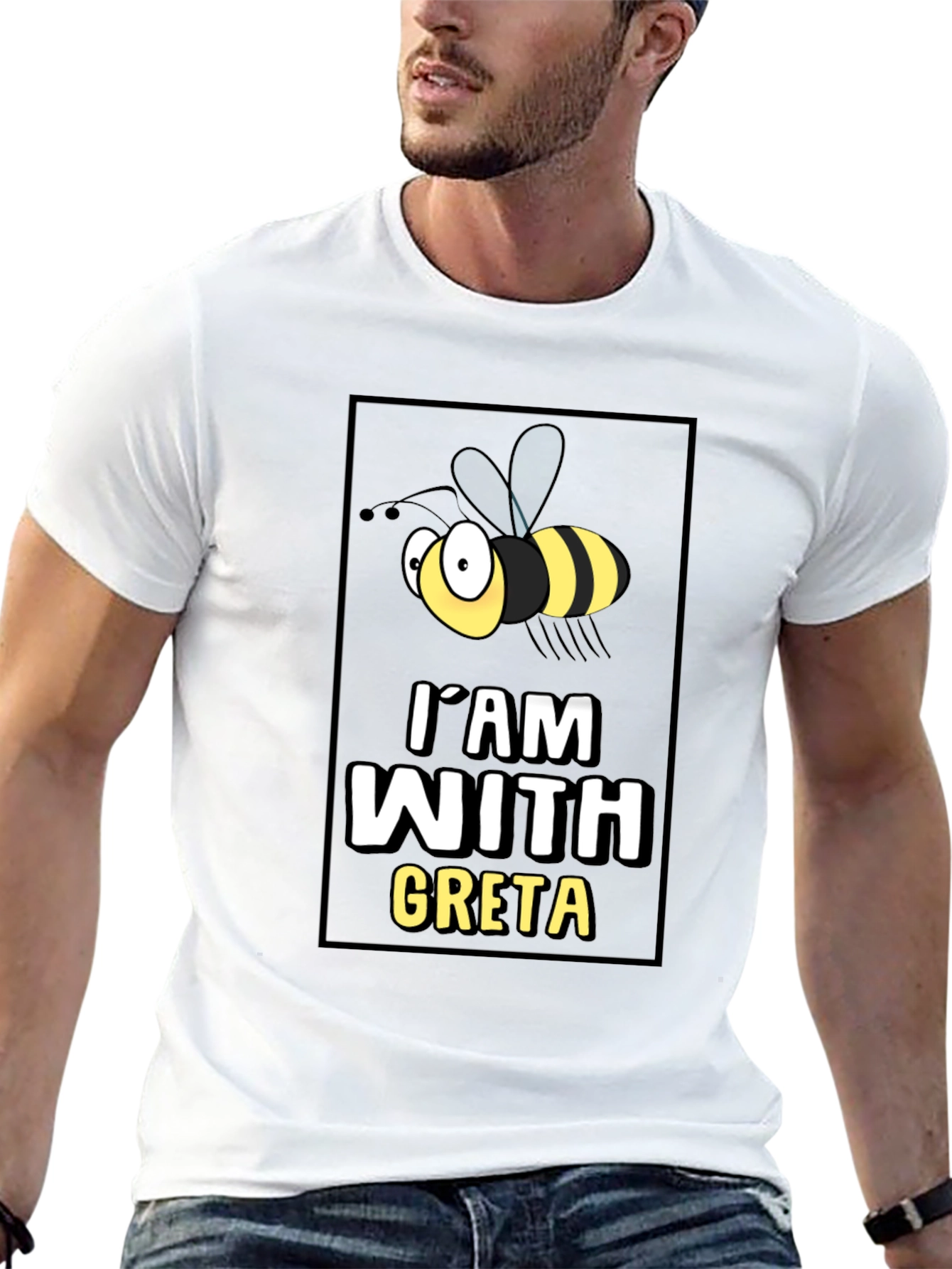Im With Greta T-Shirt - Cartoon Bee Graphic Tee