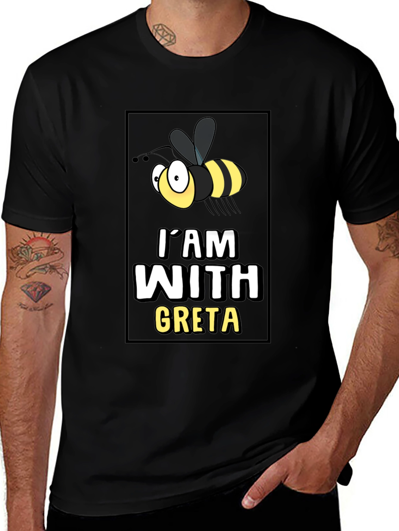 Im With Greta T-Shirt - Cartoon Bee Graphic Tee