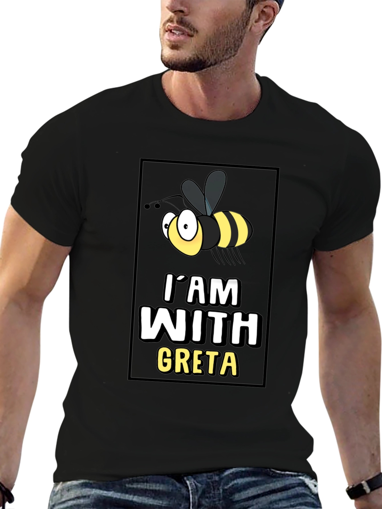 Im With Greta T-Shirt - Cartoon Bee Graphic Tee
