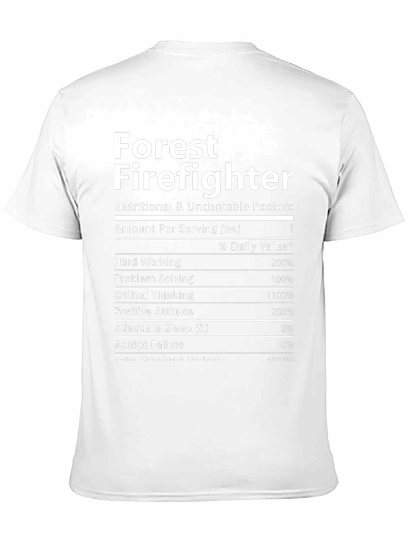 Forest Firefighter Nutrition Facts Black T-Shirt