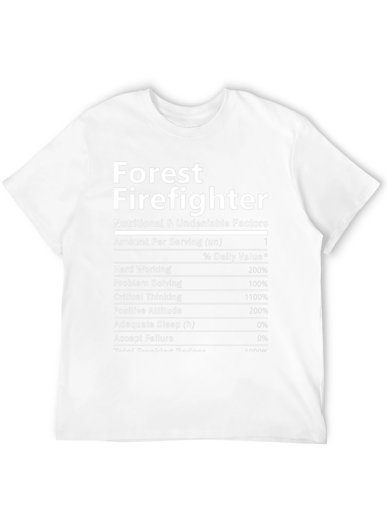 Forest Firefighter Nutrition Facts Black T-Shirt