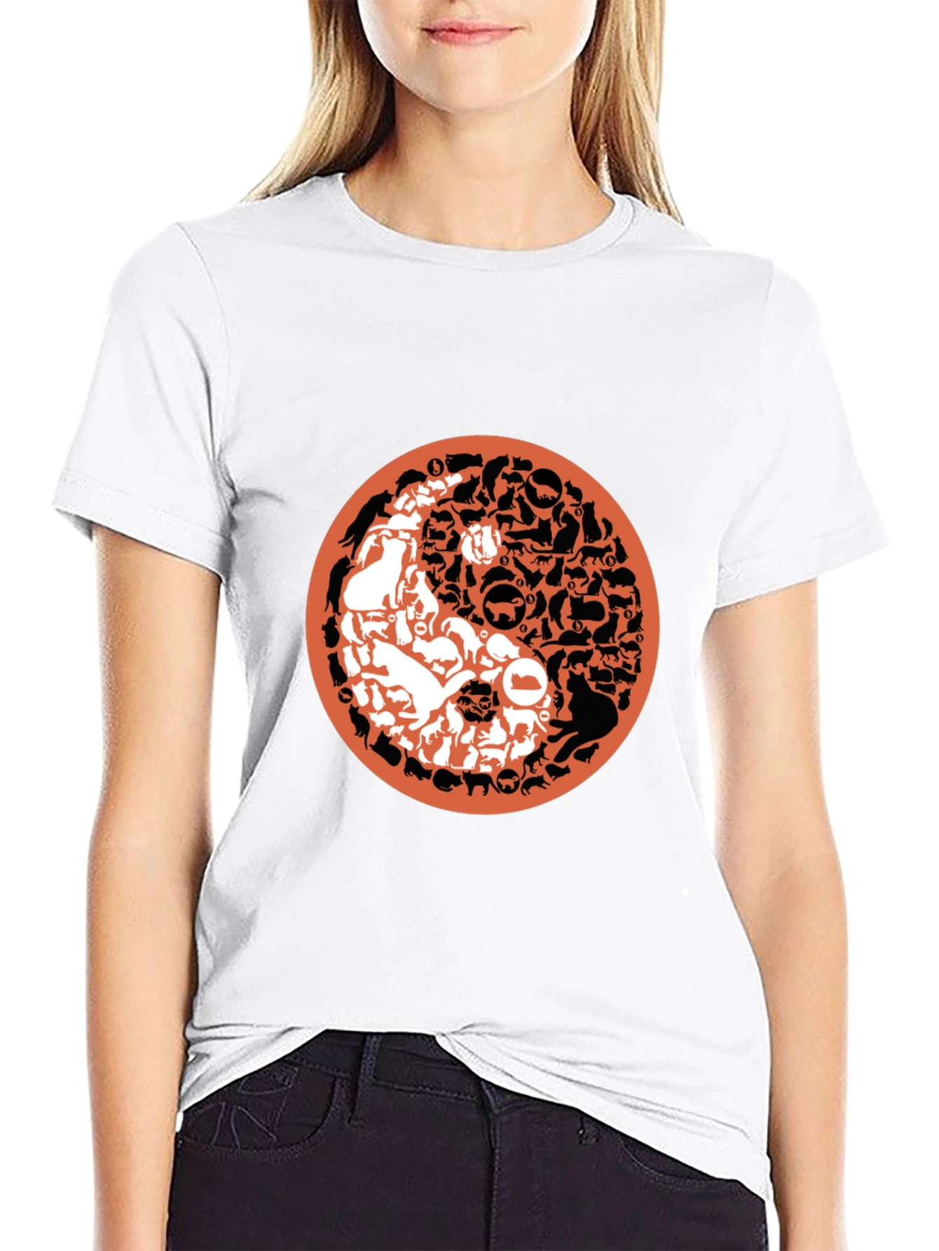 Yin Yang Cats & Dogs Graphic T-Shirt
